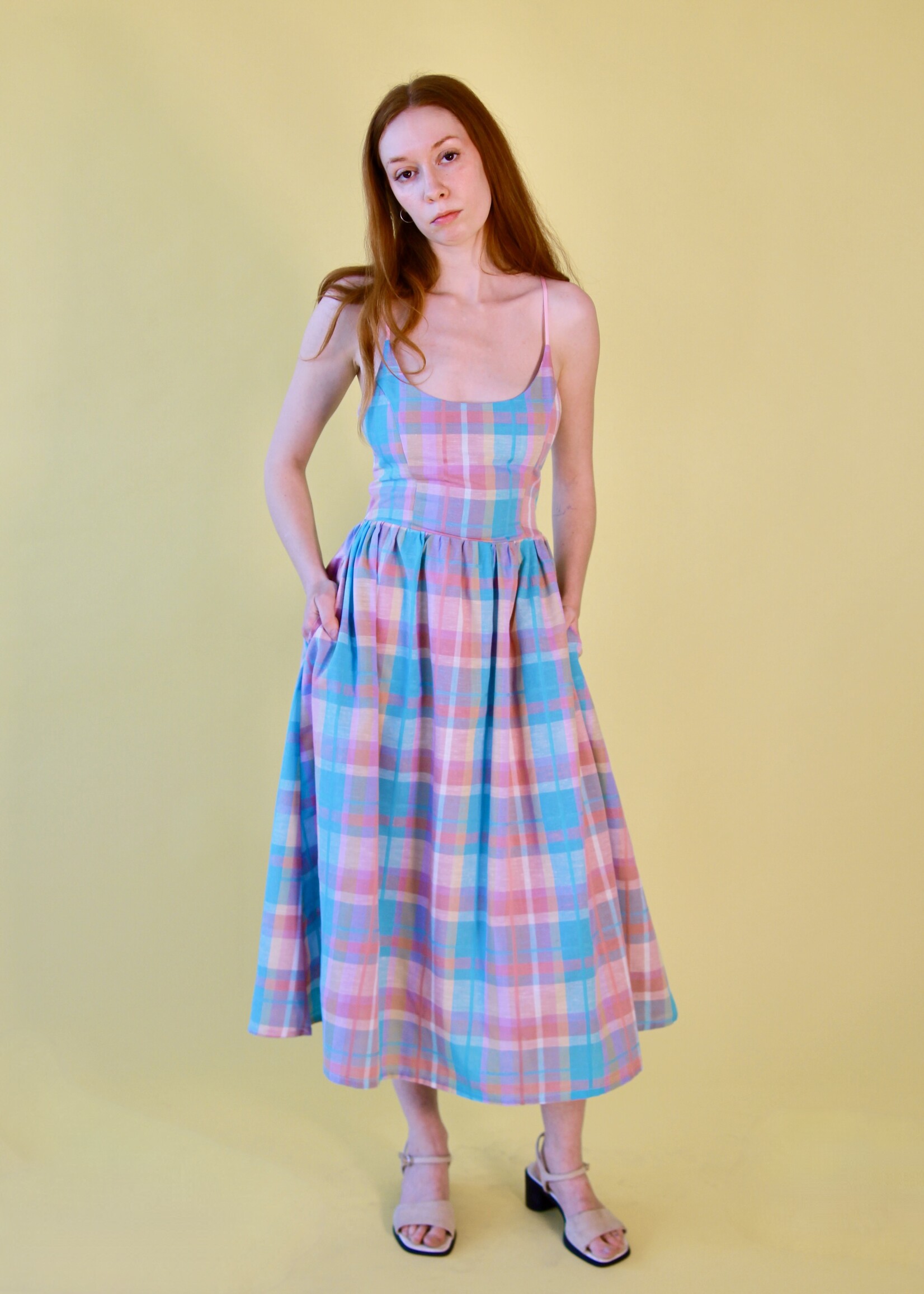 Studio Citizen Studio Citizen Maiden Dress in Pastel Plaid Linen