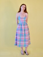 Studio Citizen Maiden Dress in Pastel Plaid Linen