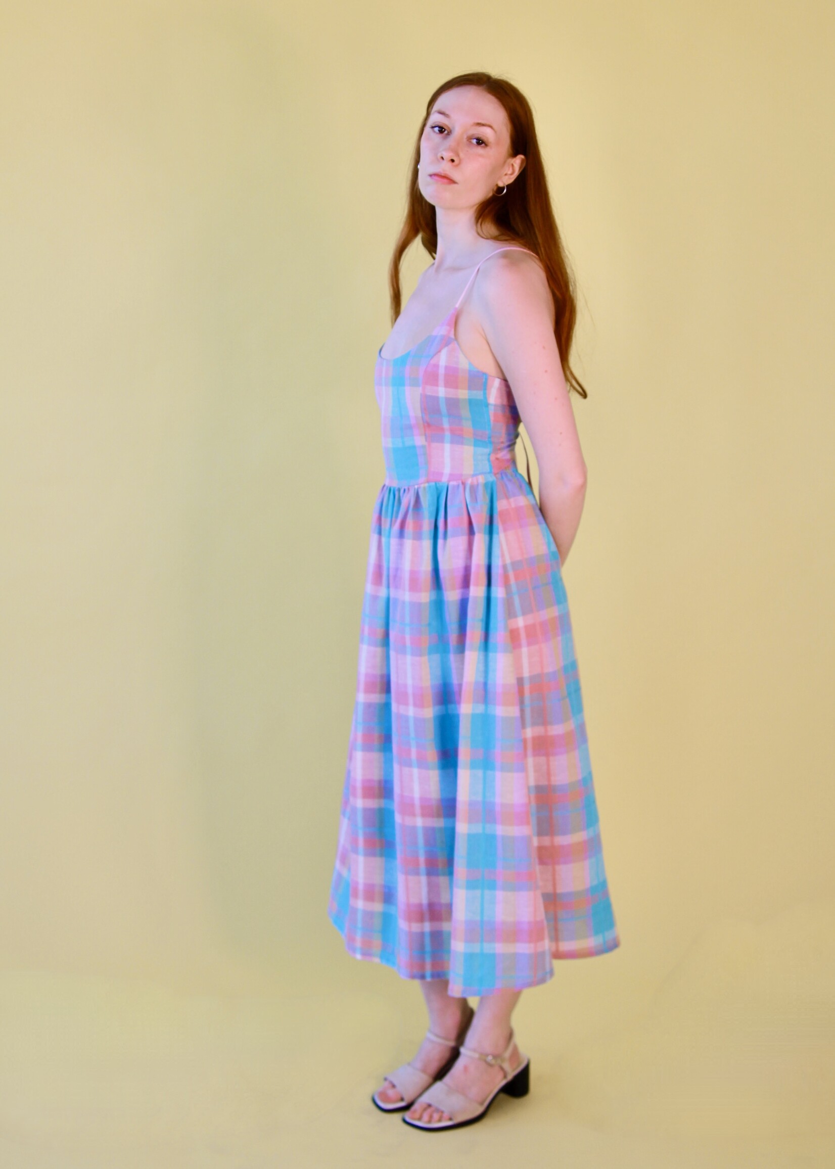 Studio Citizen Studio Citizen Maiden Dress in Pastel Plaid Linen
