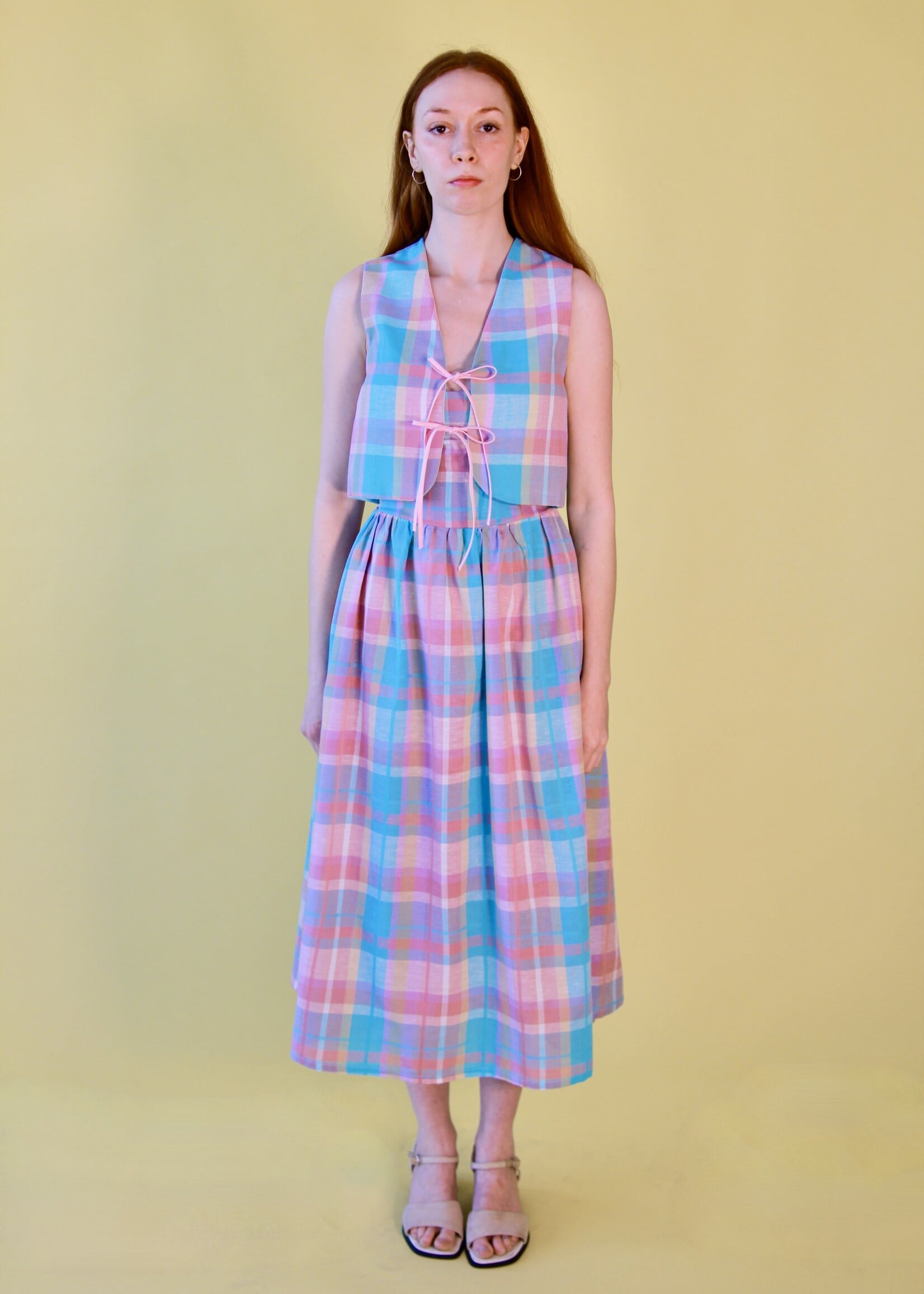 Studio Citizen Studio Citizen Fitted Vest - Reversible Pastel Plaid