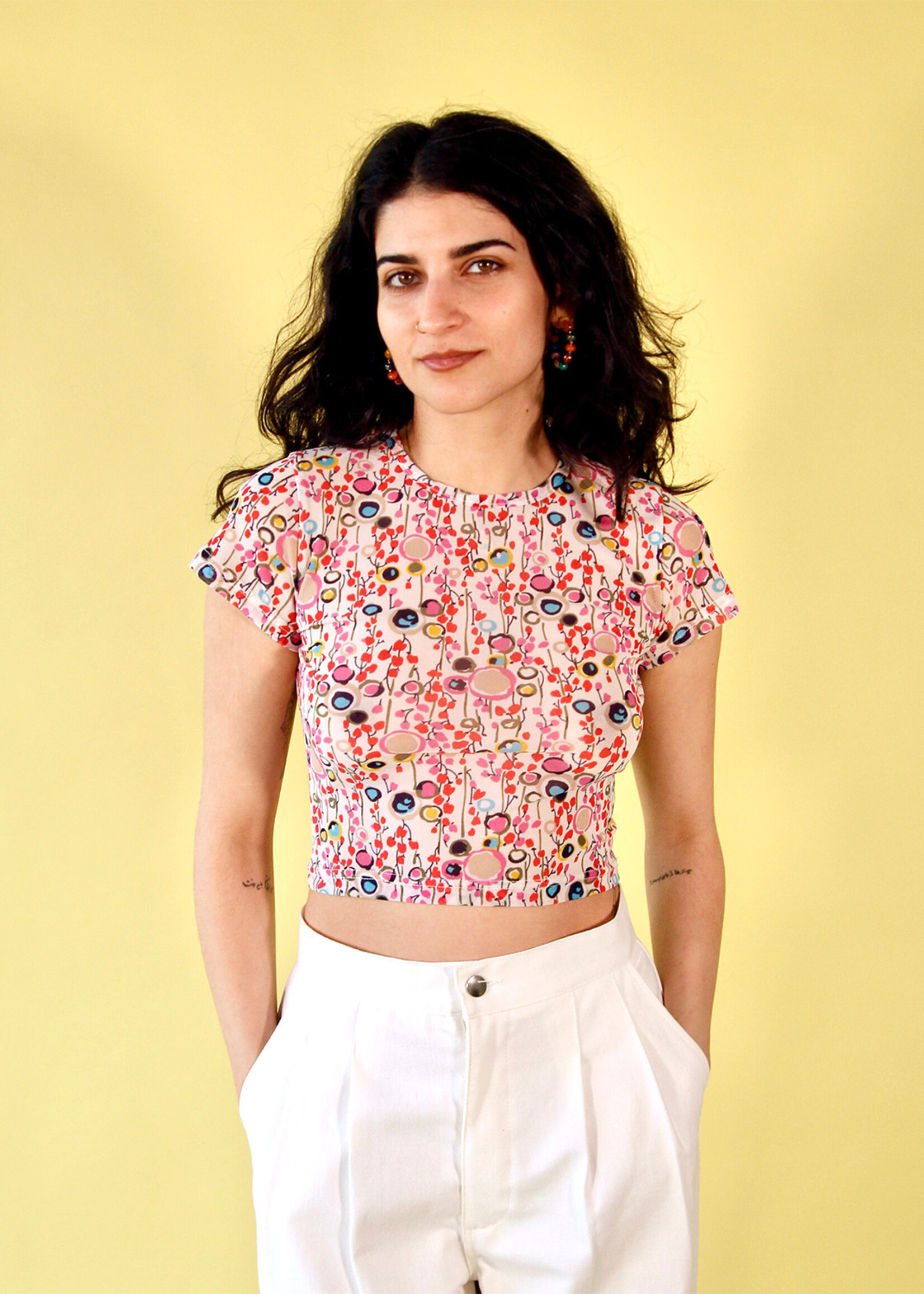 Studio Citizen Studio Citizen Baby Tee in Abstract Floral Mesh