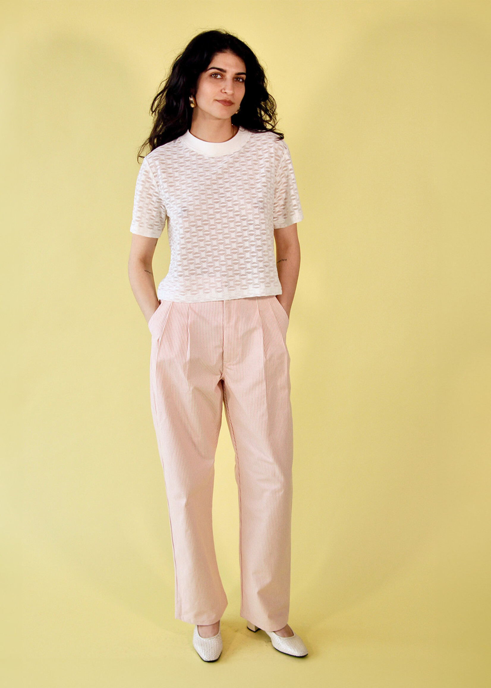 Studio Citizen Studio Citizen Pleated Pants - Pink Pinstripe Cotton