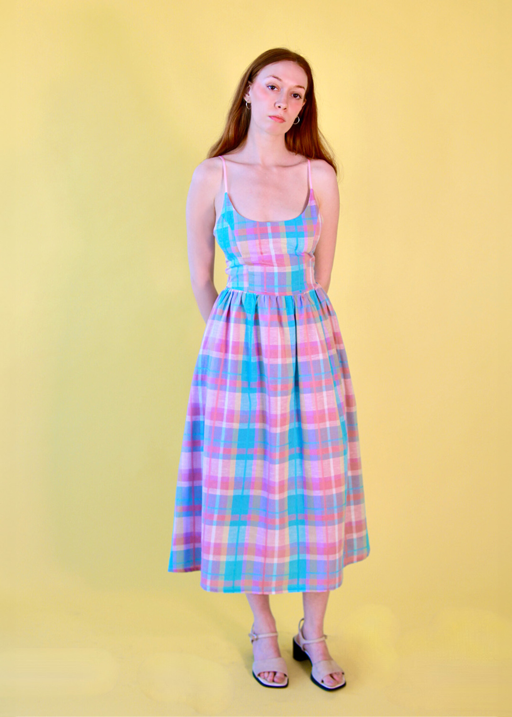 Studio Citizen Studio Citizen Maiden Dress in Pastel Plaid Linen