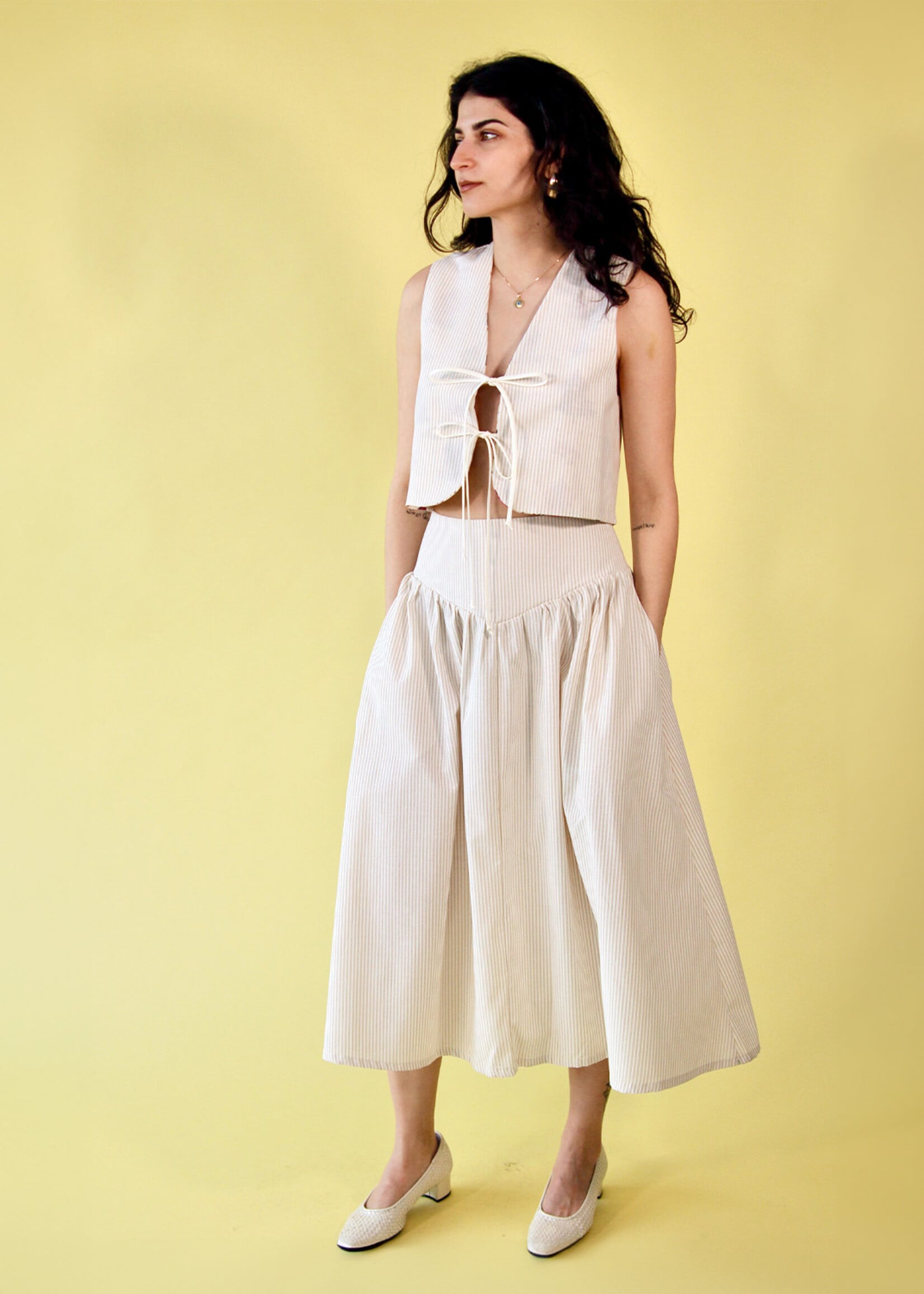 Studio Citizen Studio Citizen Maiden Skirt in Beige Stripe