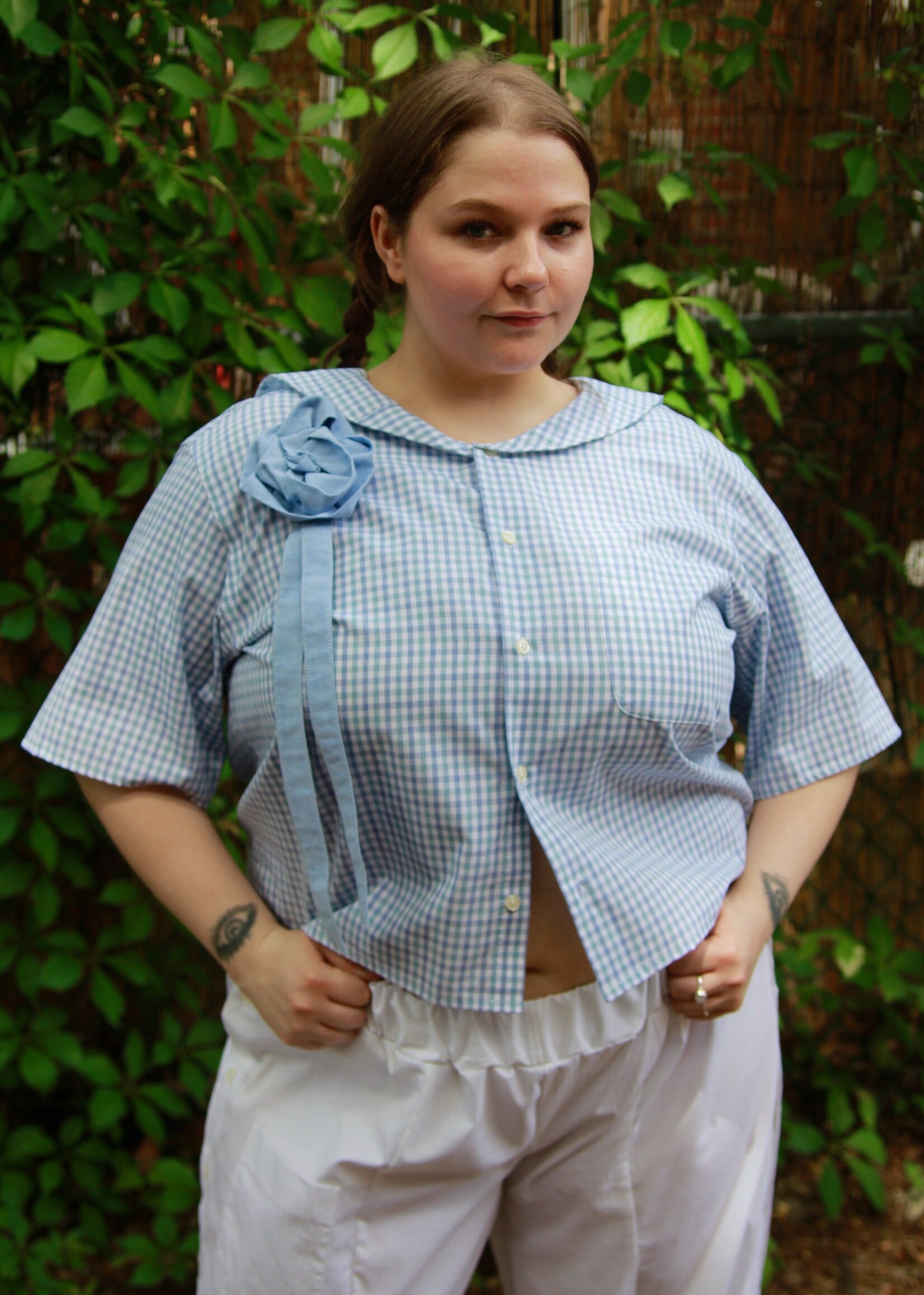Studio Citizen Studio Citizen Upcycled Sailor Top - Blue Gingham XL