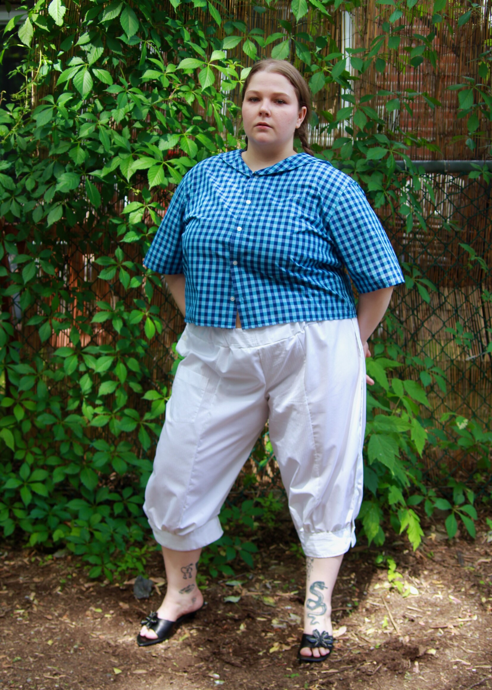Studio Citizen Studio Citizen Upcycled Sailor Top - Navy Gingham XL
