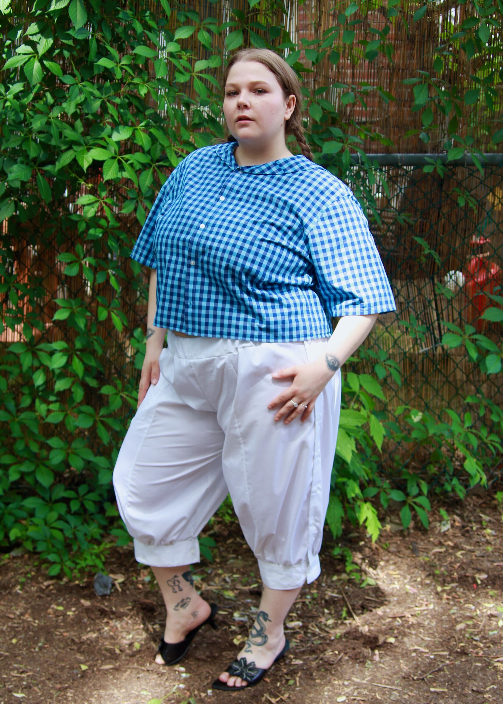 Studio Citizen Studio Citizen Upcycled Sailor Top - Navy Gingham XL
