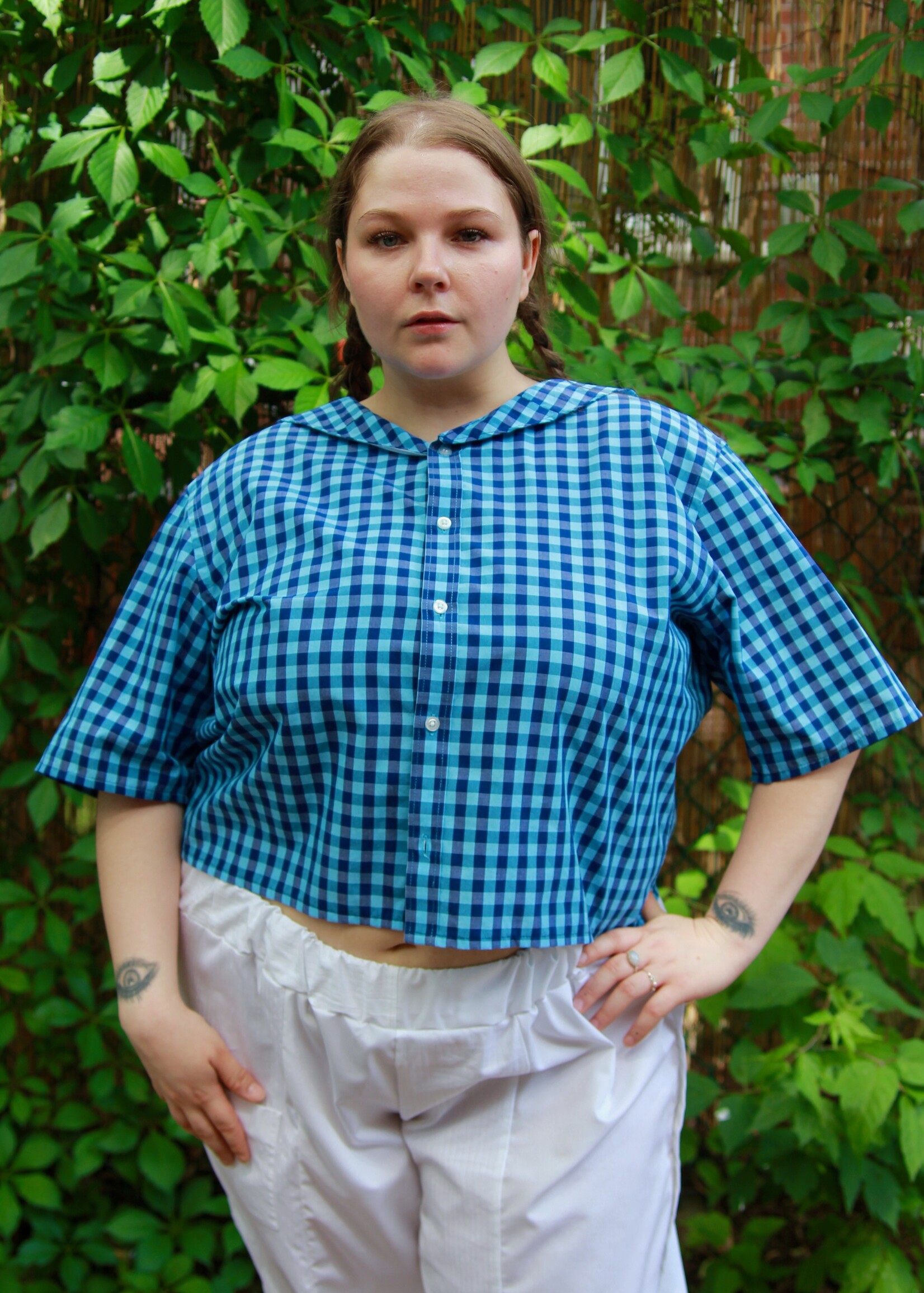 Studio Citizen Studio Citizen Upcycled Sailor Top - Navy Gingham XL
