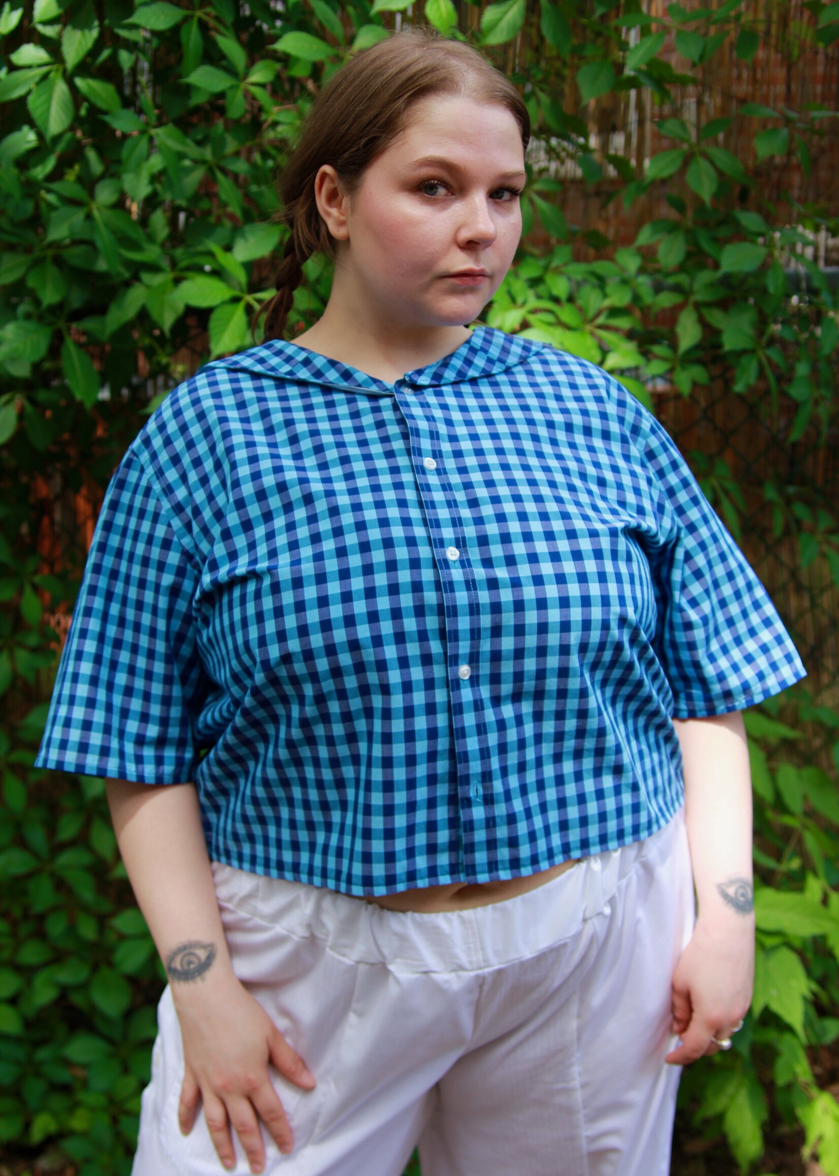 Studio Citizen Studio Citizen Upcycled Sailor Top - Navy Gingham XL