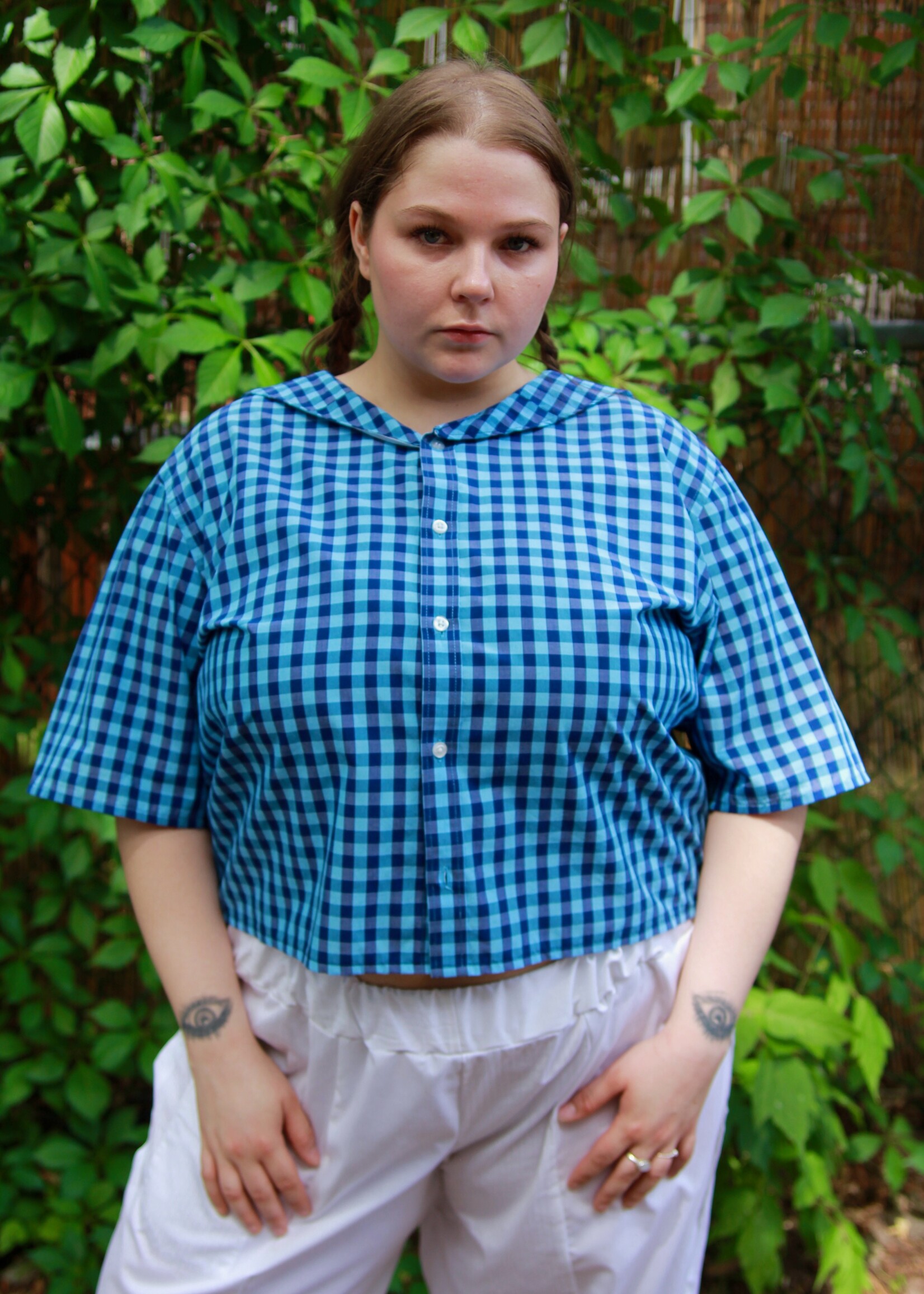 Studio Citizen Studio Citizen Upcycled Sailor Top - Navy Gingham XL
