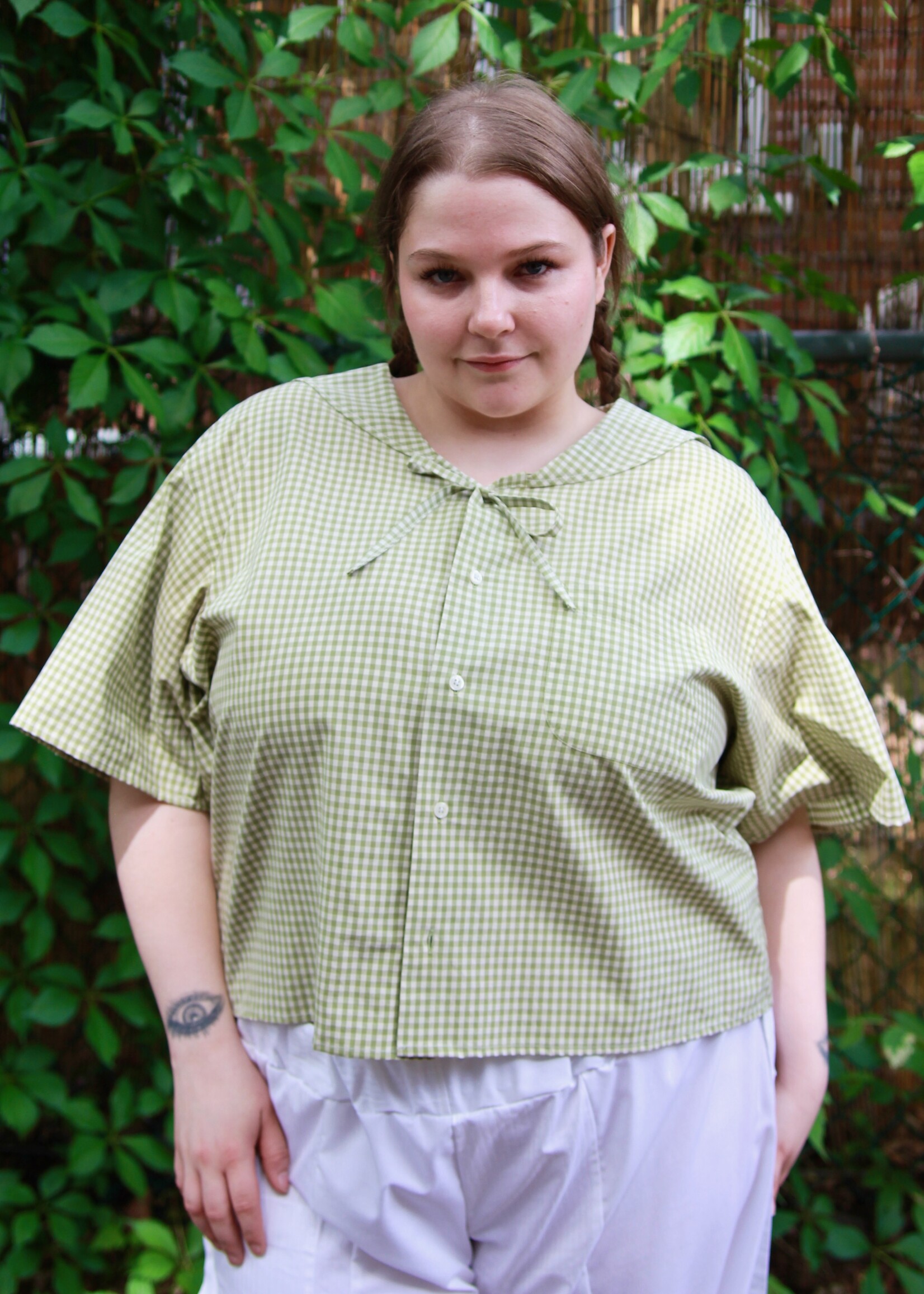 Studio Citizen Studio Citizen Upcycled Sailor Top - Green Gingham XL
