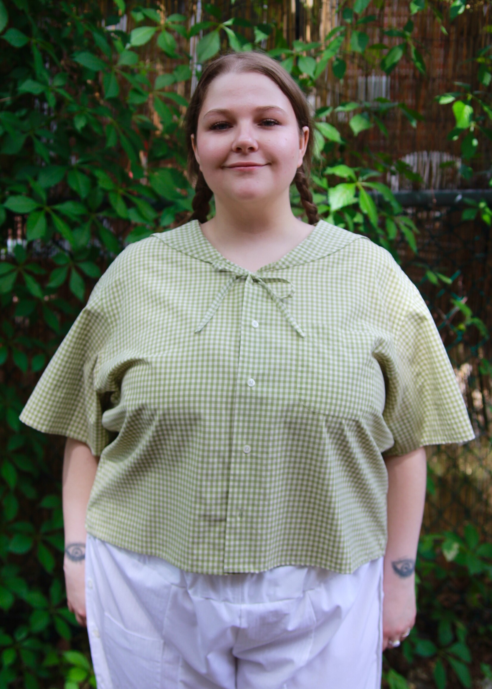 Studio Citizen Studio Citizen Upcycled Sailor Top - Green Gingham XL