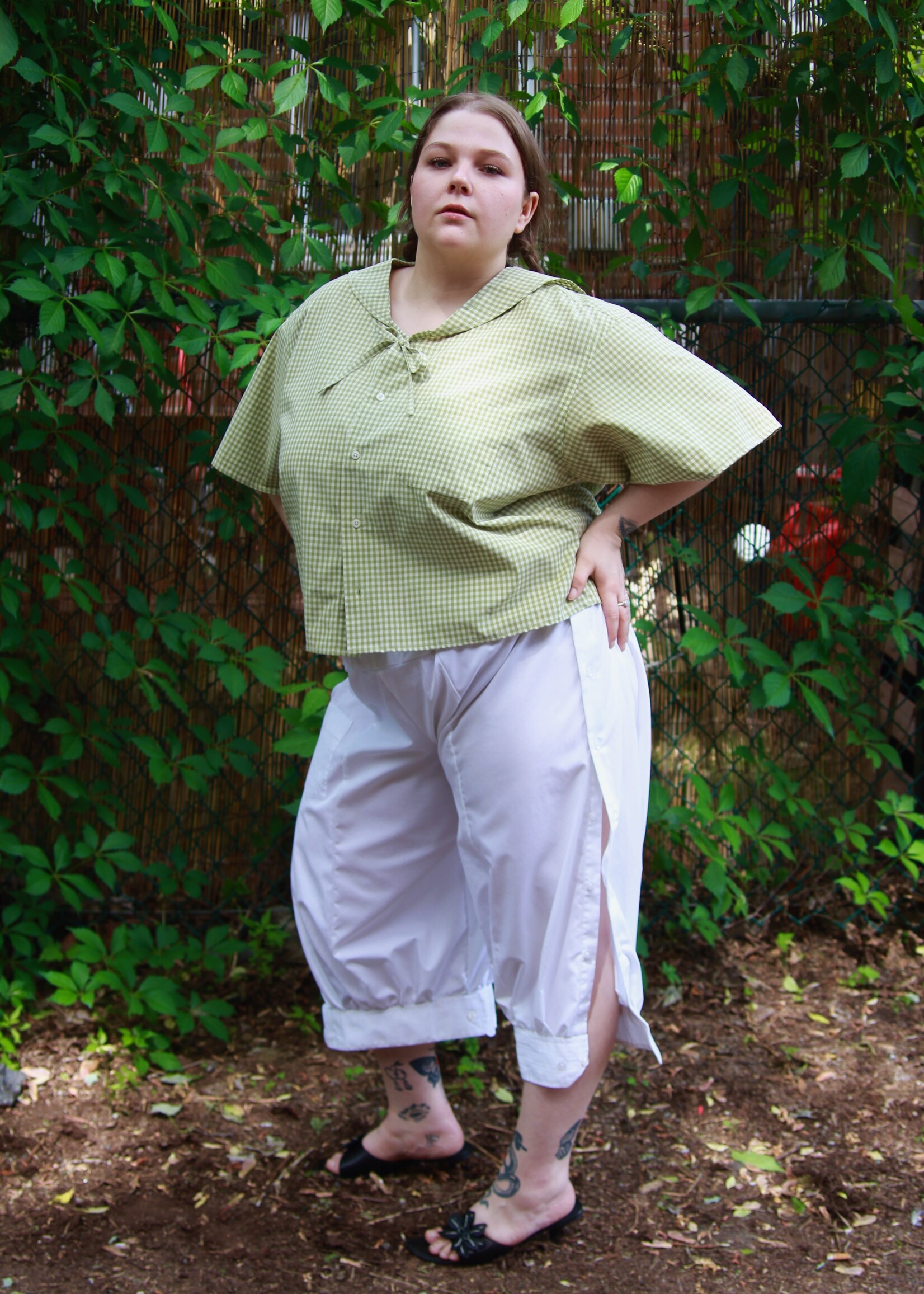 Studio Citizen Studio Citizen Upcycled Sailor Top - Green Gingham XL