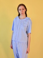 Studio Citizen Upcycled Sailor Top - Light Blue Mini Check S