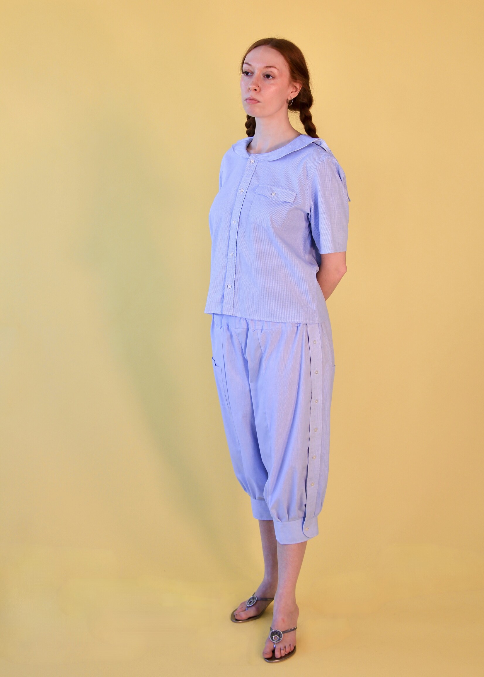 Studio Citizen Studio Citizen Upcycled Sailor Top - Light Blue Mini Check S