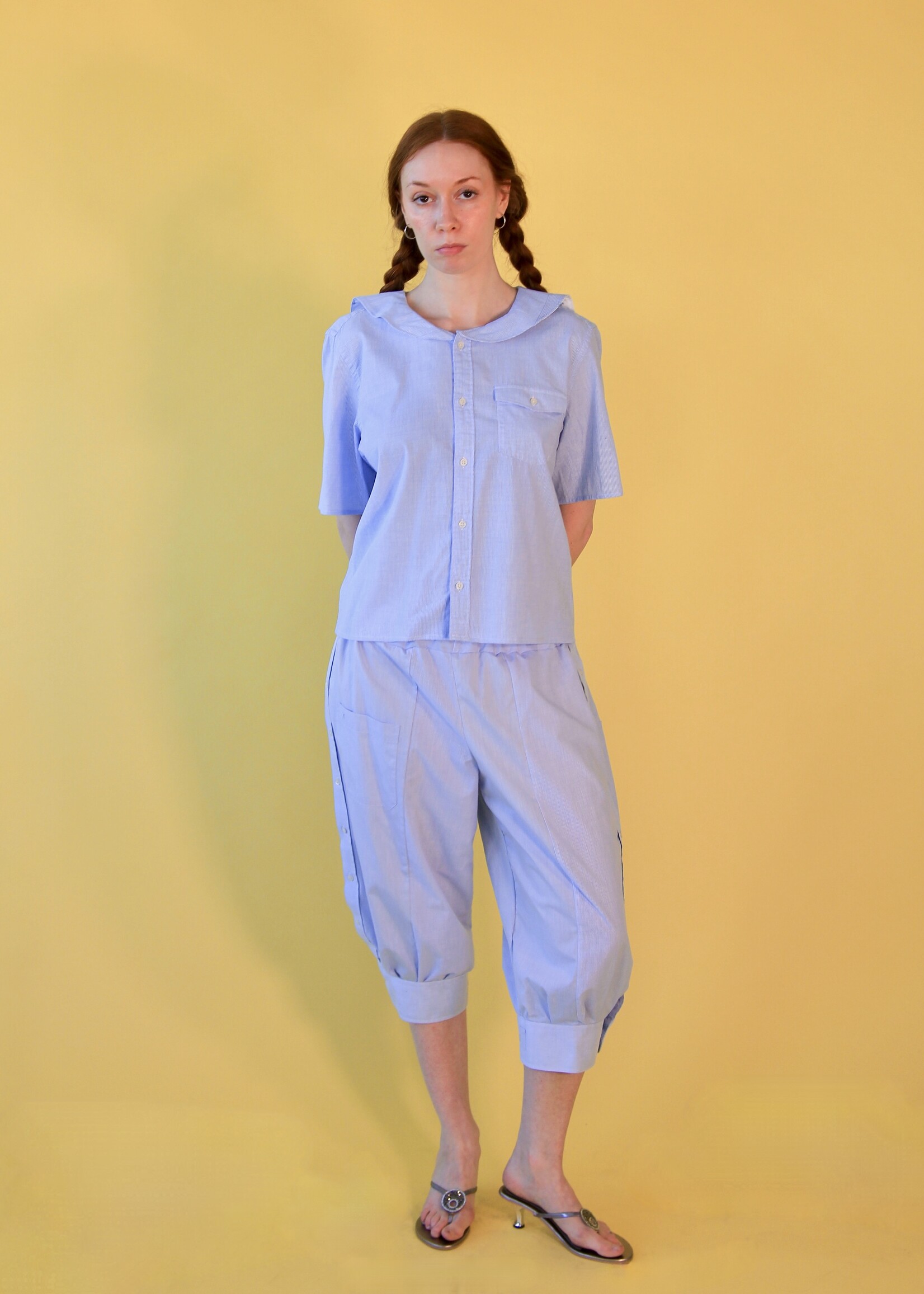 Studio Citizen Studio Citizen Upcycled Sailor Top - Light Blue Mini Check S