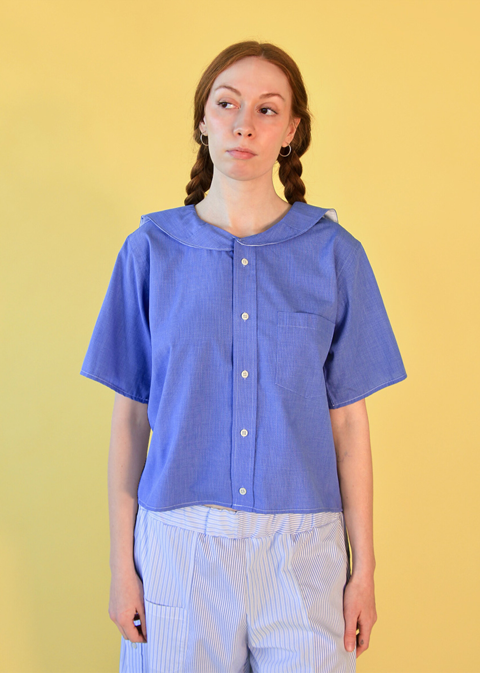 Studio Citizen Studio Citizen Upcycled Sailor Top - Blue Basketweave S