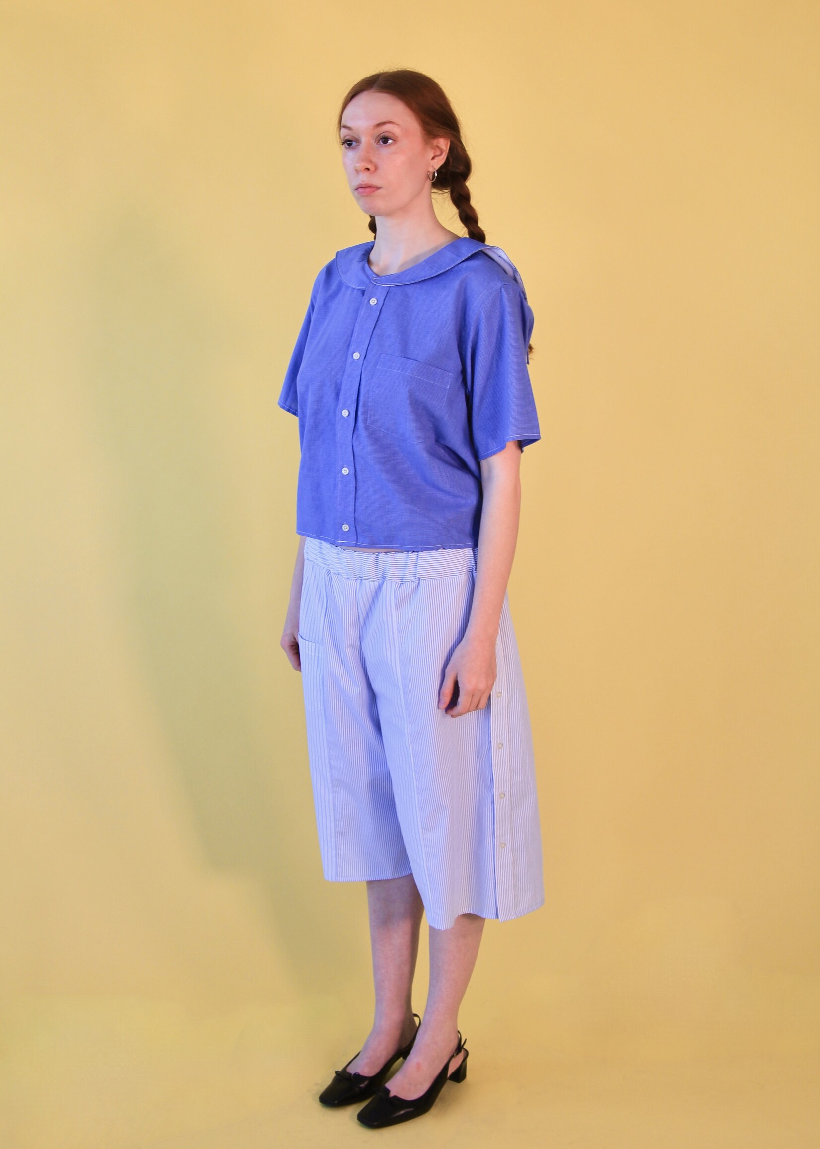 Studio Citizen Studio Citizen Upcycled Sailor Top - Blue Basketweave S