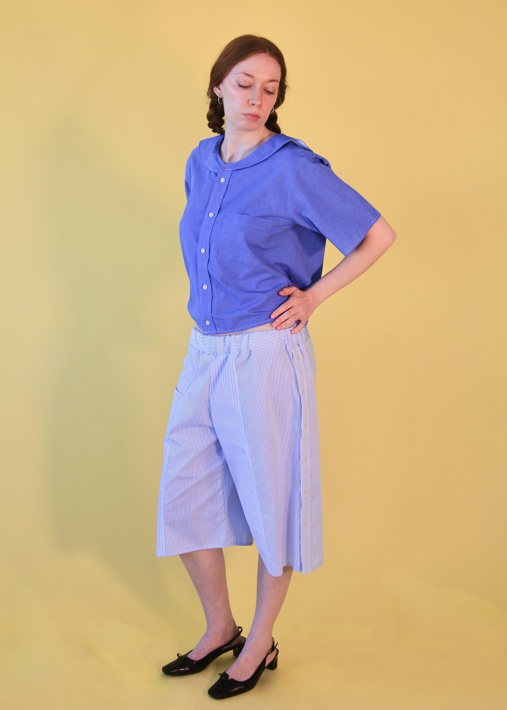 Studio Citizen Studio Citizen Upcycled Sailor Top - Blue Basketweave S