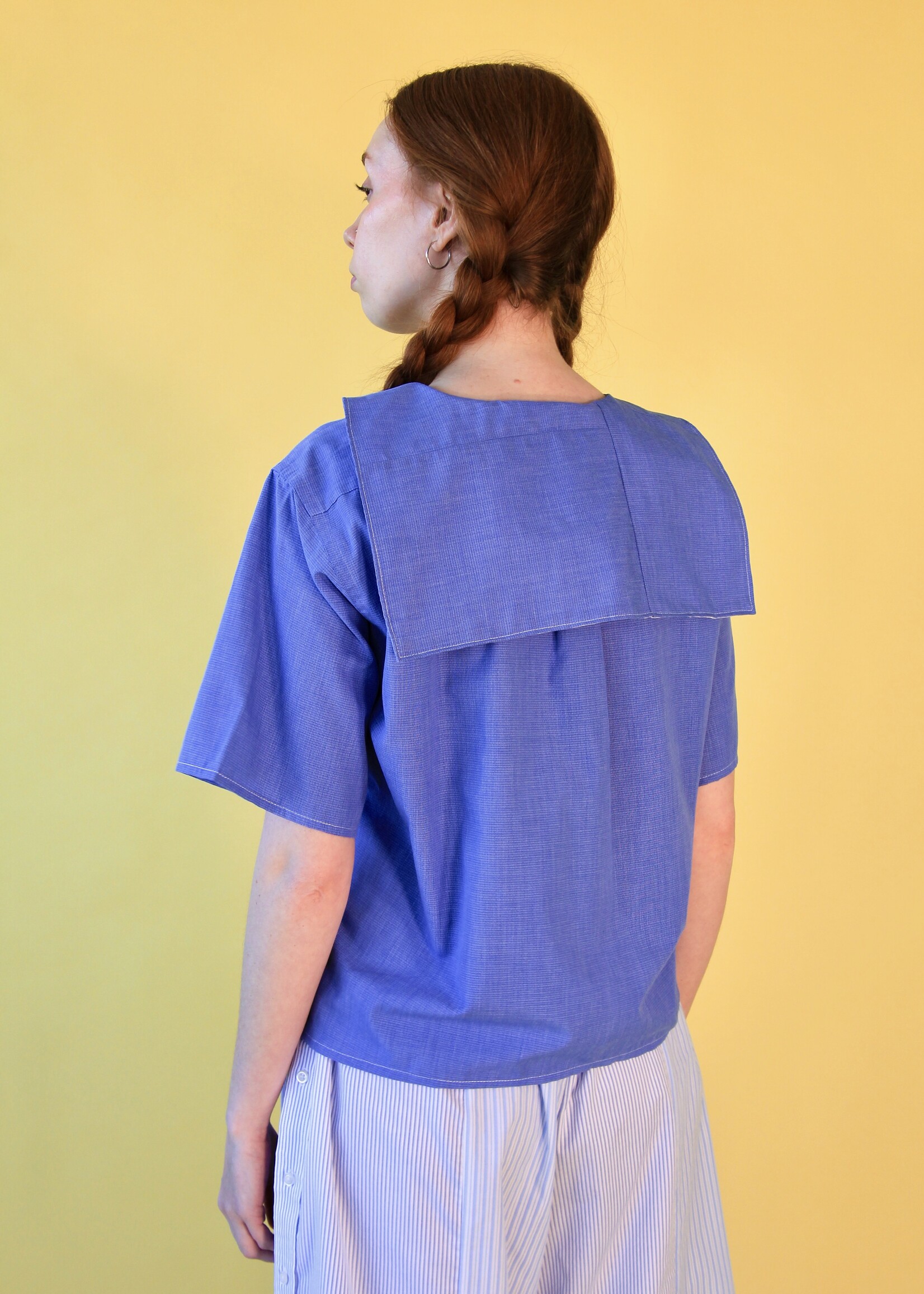Studio Citizen Studio Citizen Upcycled Sailor Top - Blue Basketweave S