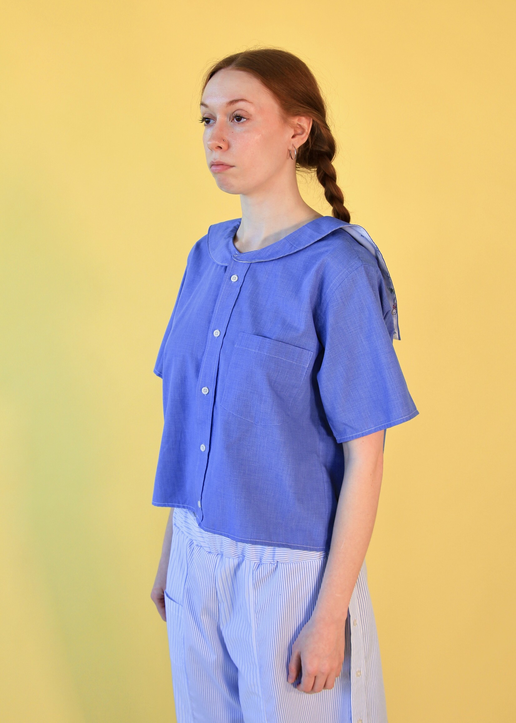 Studio Citizen Studio Citizen Upcycled Sailor Top - Blue Basketweave S