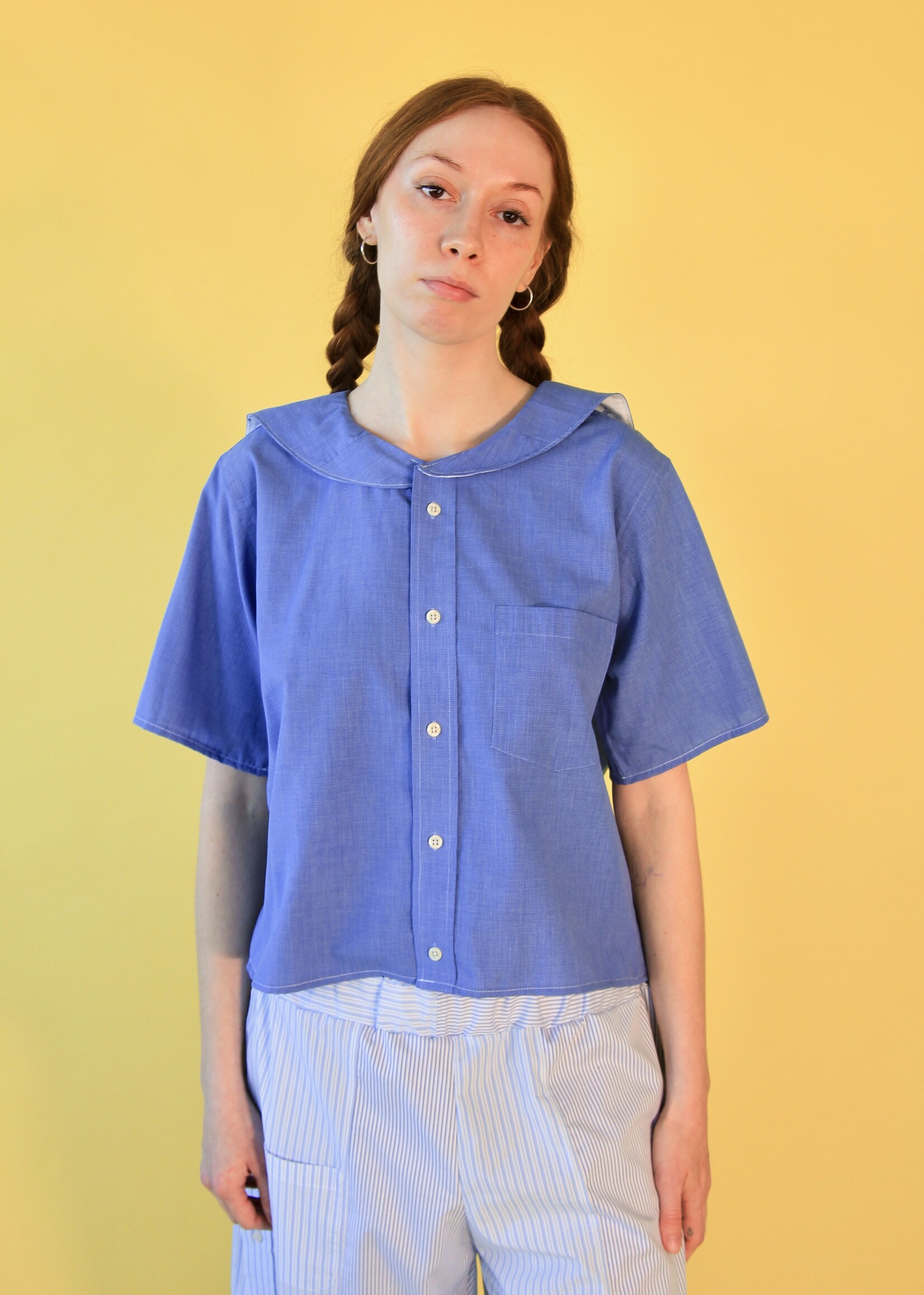 Studio Citizen Studio Citizen Upcycled Sailor Top - Blue Basketweave S