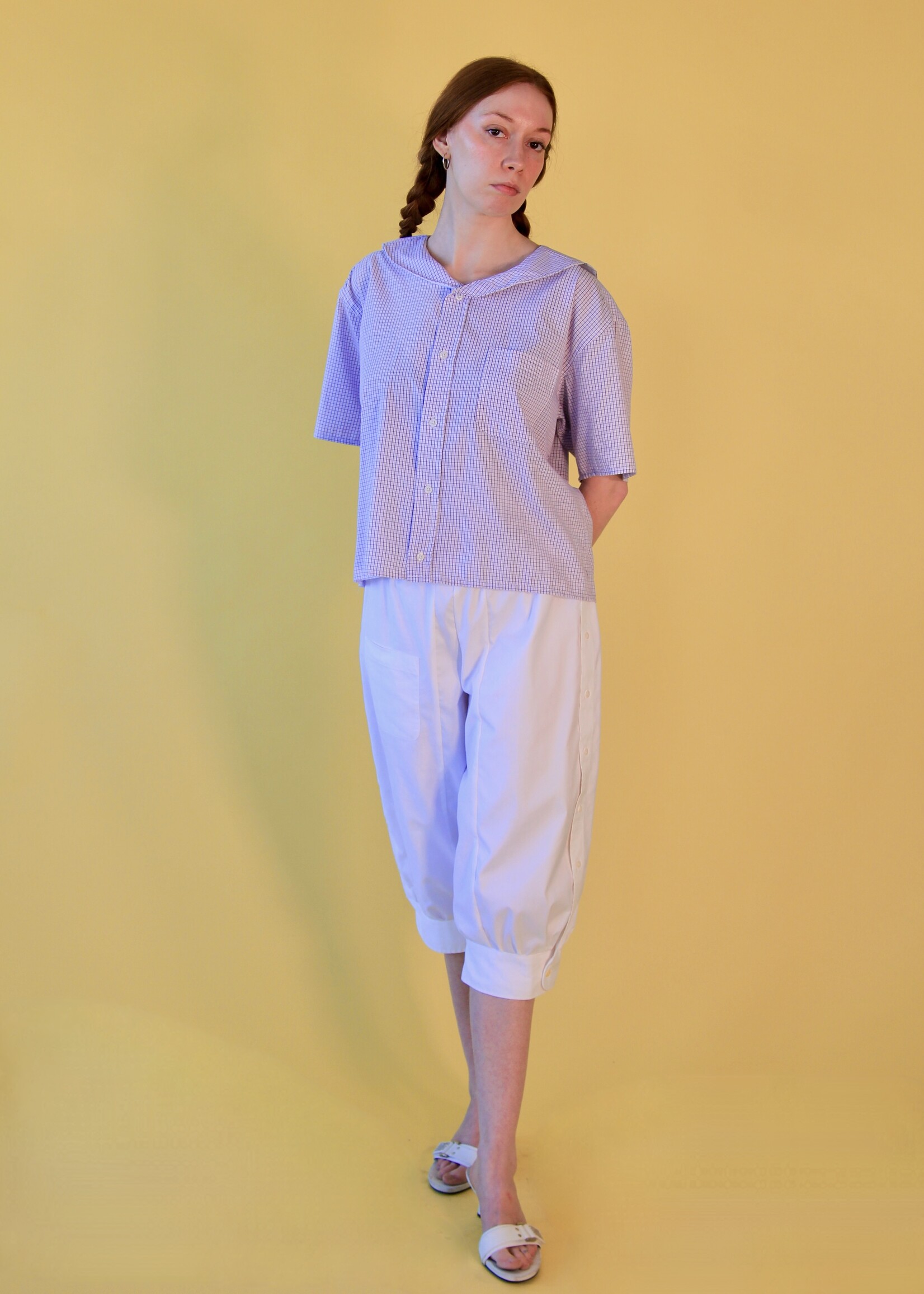 Studio Citizen Studio Citizen Upcycled Sailor Top - Purple Plaid L