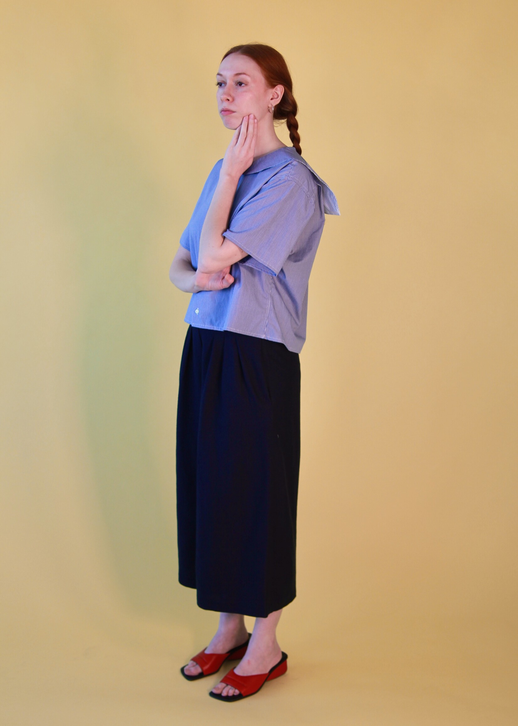 Studio Citizen Studio Citizen Upcycled Sailor Top - Navy Gingham M