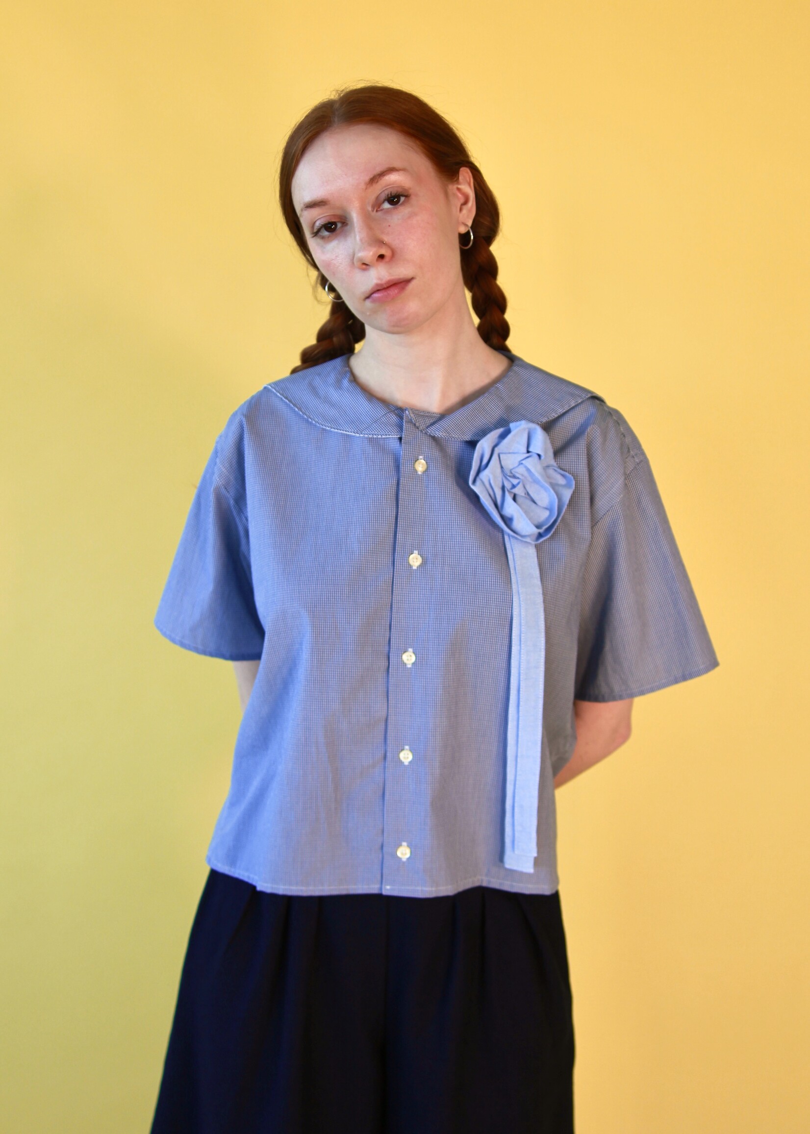 Studio Citizen Studio Citizen Upcycled Sailor Top - Navy Gingham M
