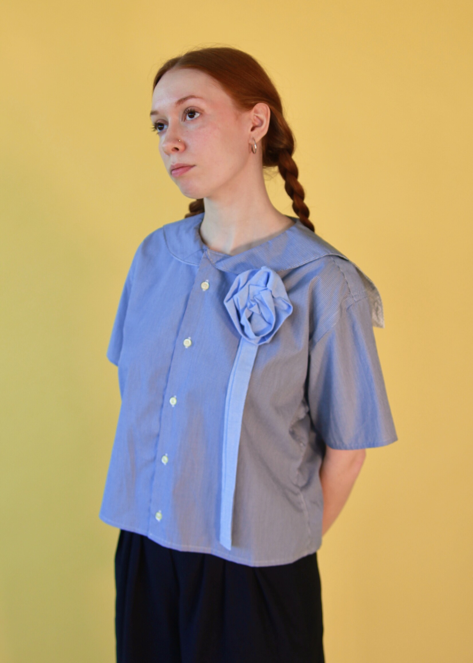Studio Citizen Studio Citizen Upcycled Sailor Top - Navy Gingham M