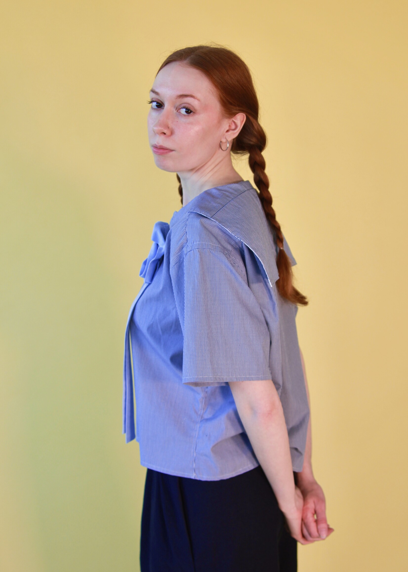 Studio Citizen Studio Citizen Upcycled Sailor Top - Navy Gingham M