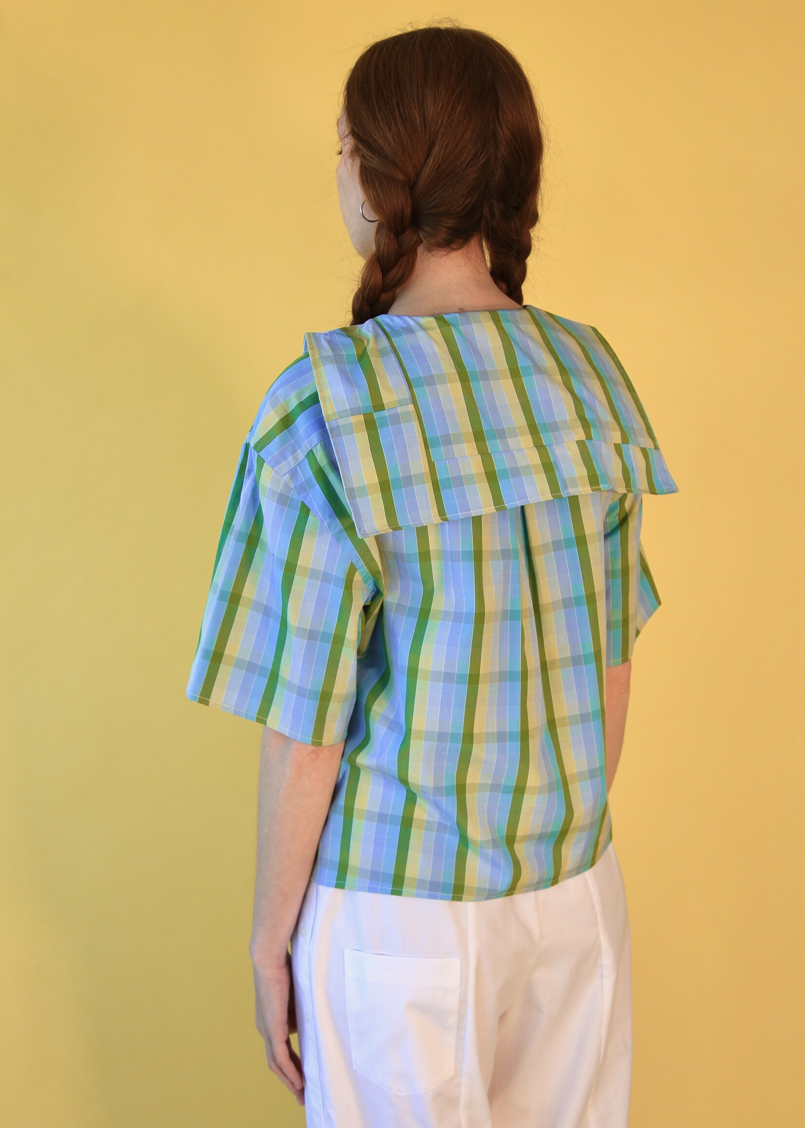 Studio Citizen Studio Citizen Upcycled Sailor Top - Green and Purple Plaid M