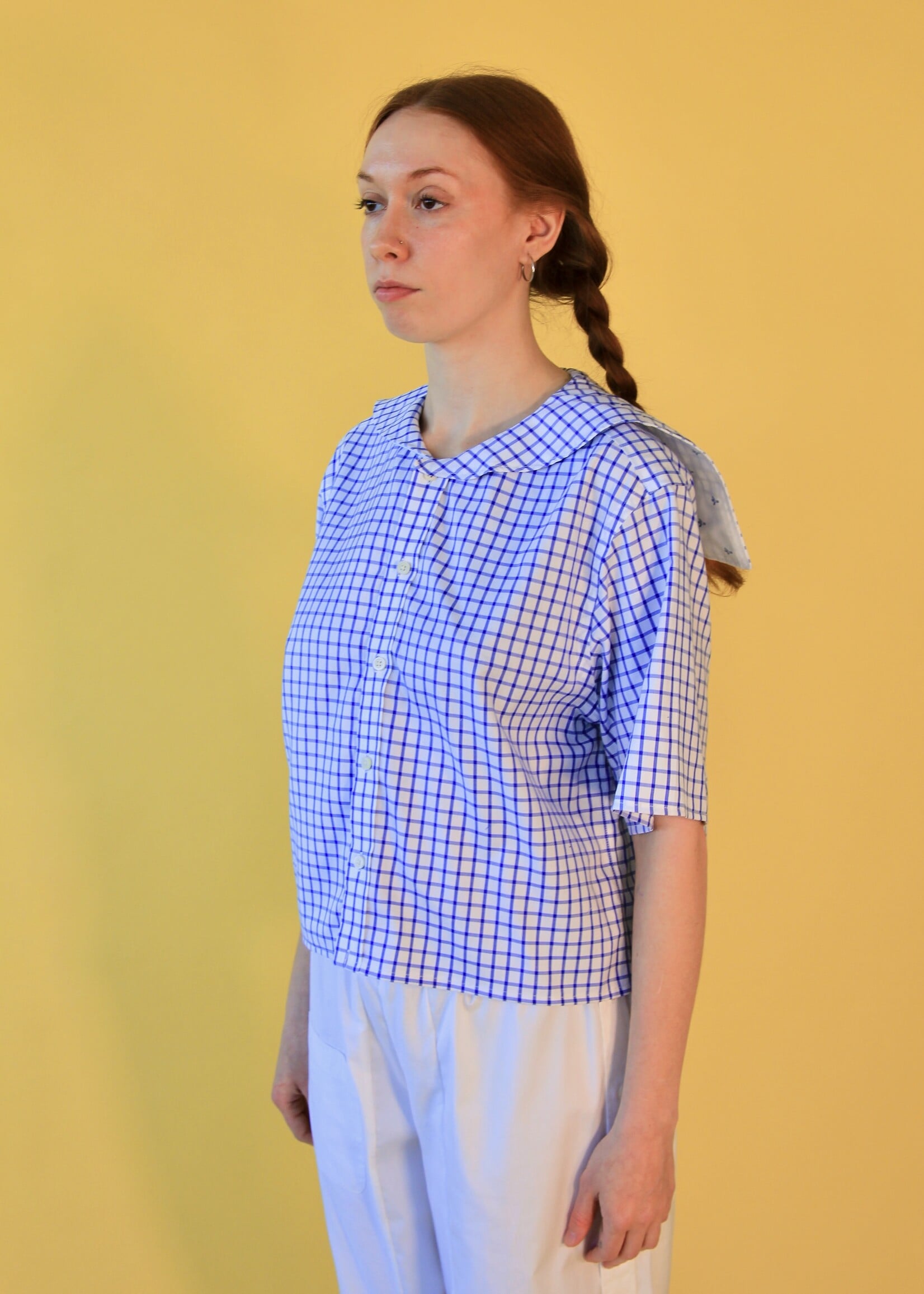 Studio Citizen Studio Citizen Upcycled Sailor Top - Royal Blue Check M