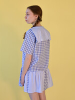 Studio Citizen Upcycled Sailor Dress - Blue Grey Gingham - S