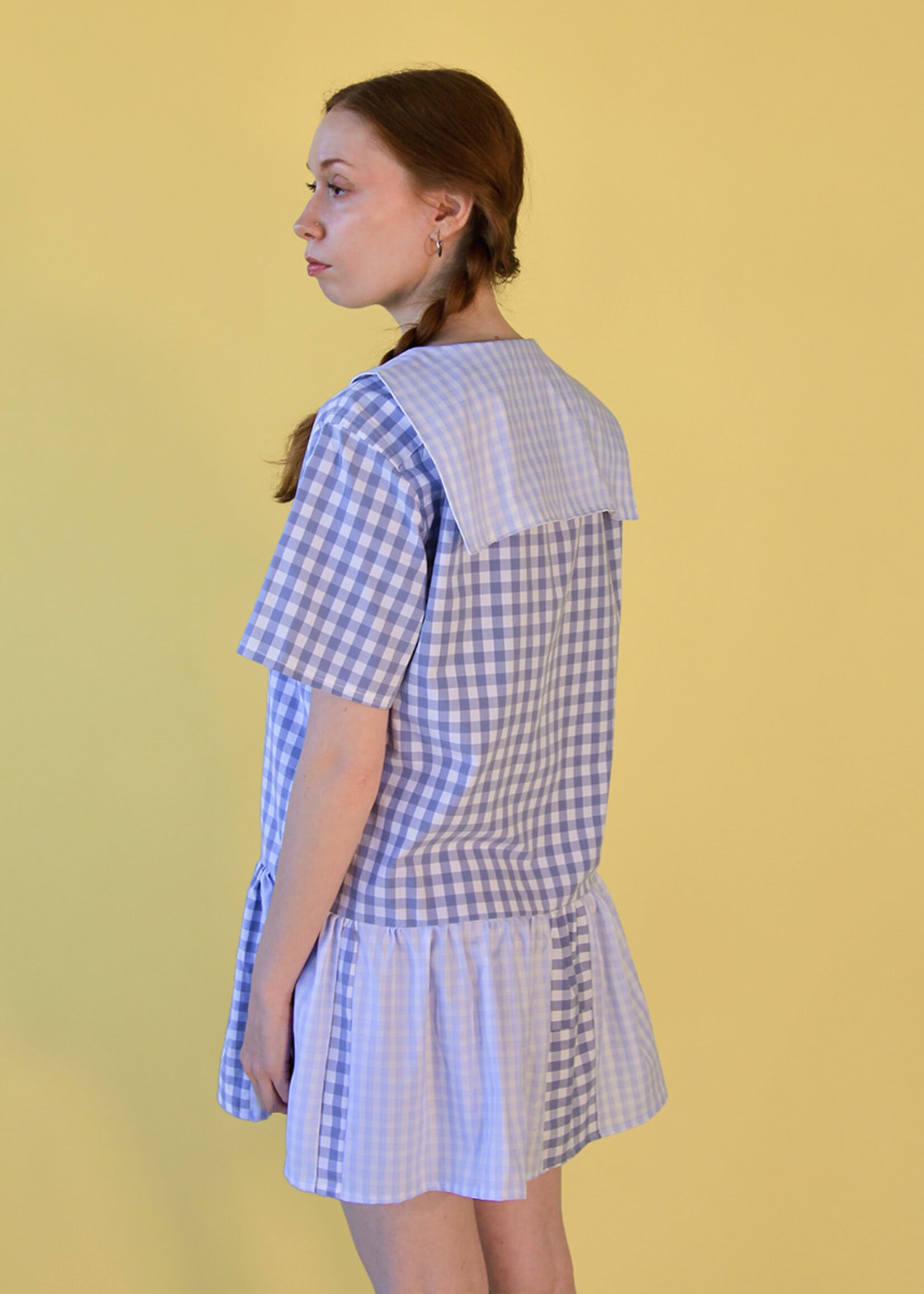 Studio Citizen Studio Citizen Upcycled Sailor Dress - Blue Grey Gingham - S