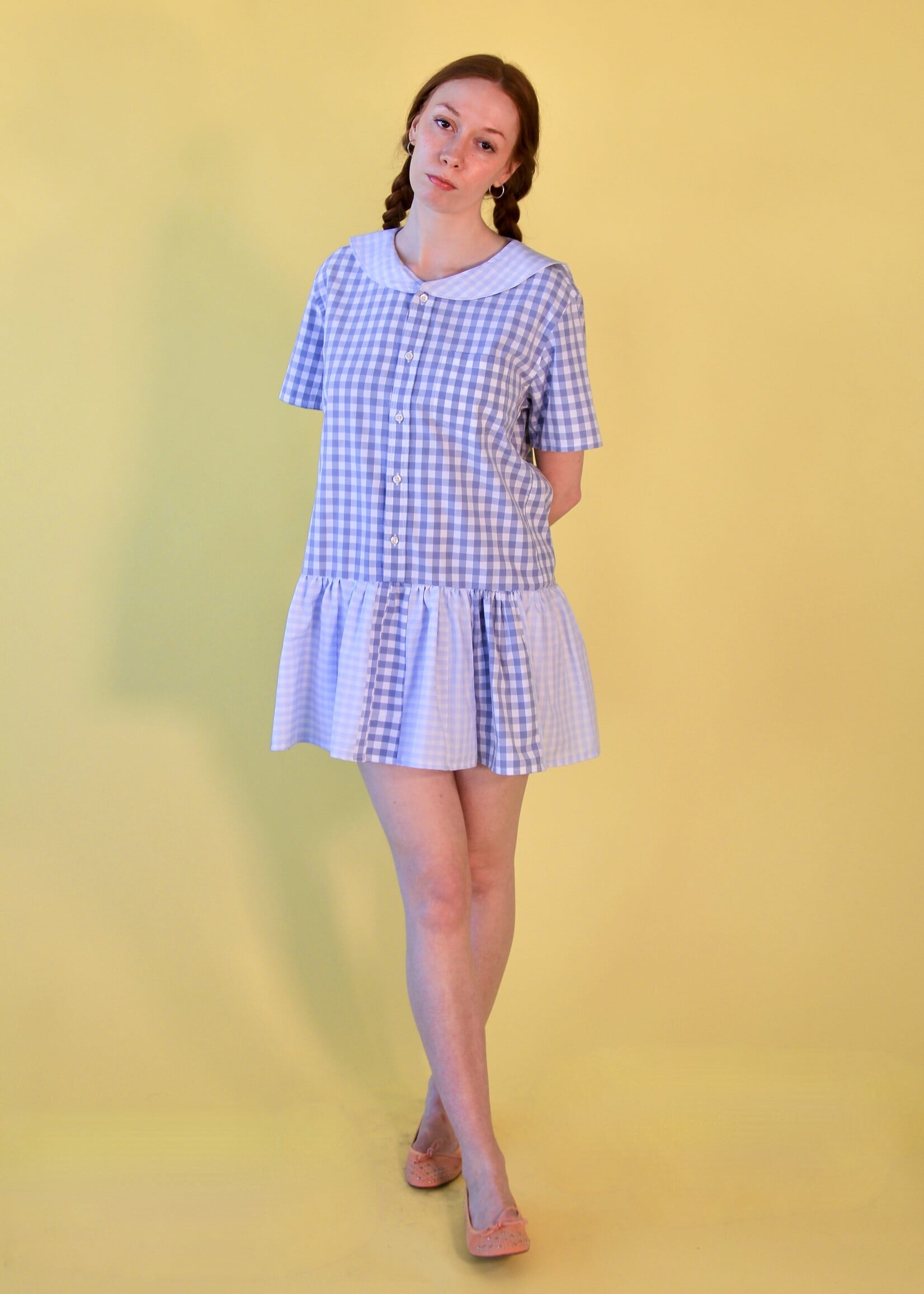 Studio Citizen Studio Citizen Upcycled Sailor Dress - Blue Grey Gingham - S