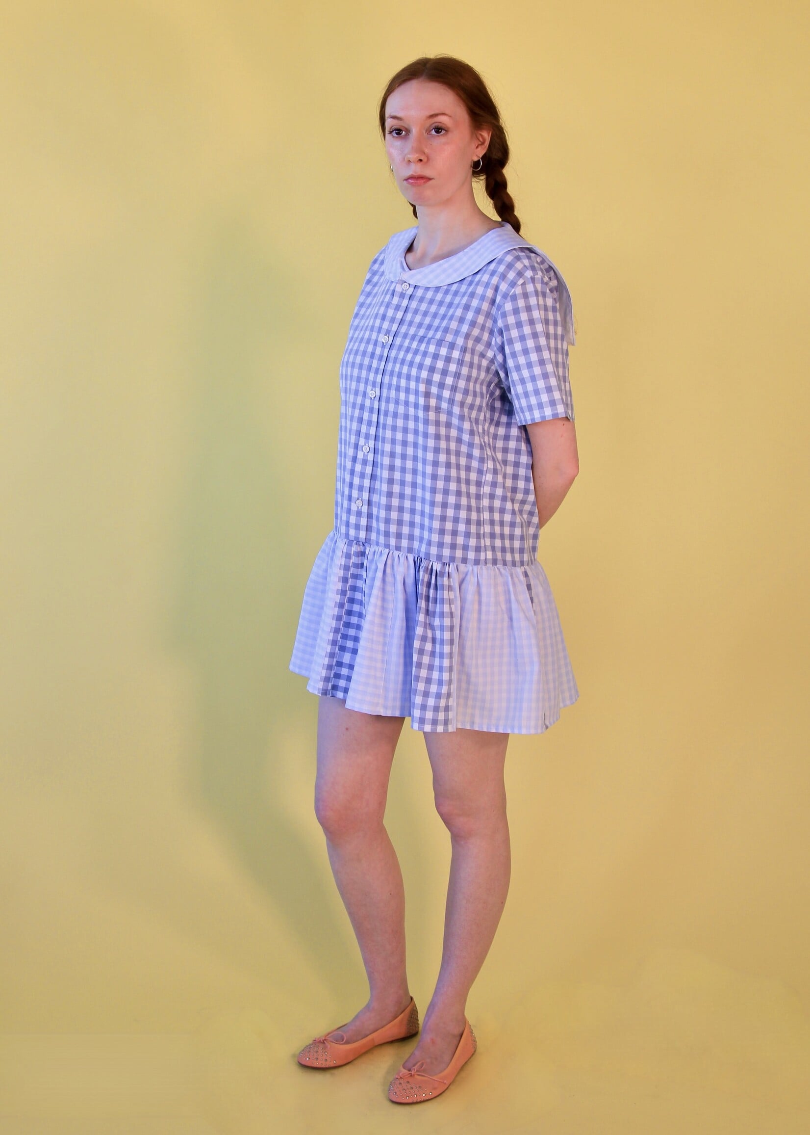 Studio Citizen Studio Citizen Upcycled Sailor Dress - Blue Grey Gingham - S