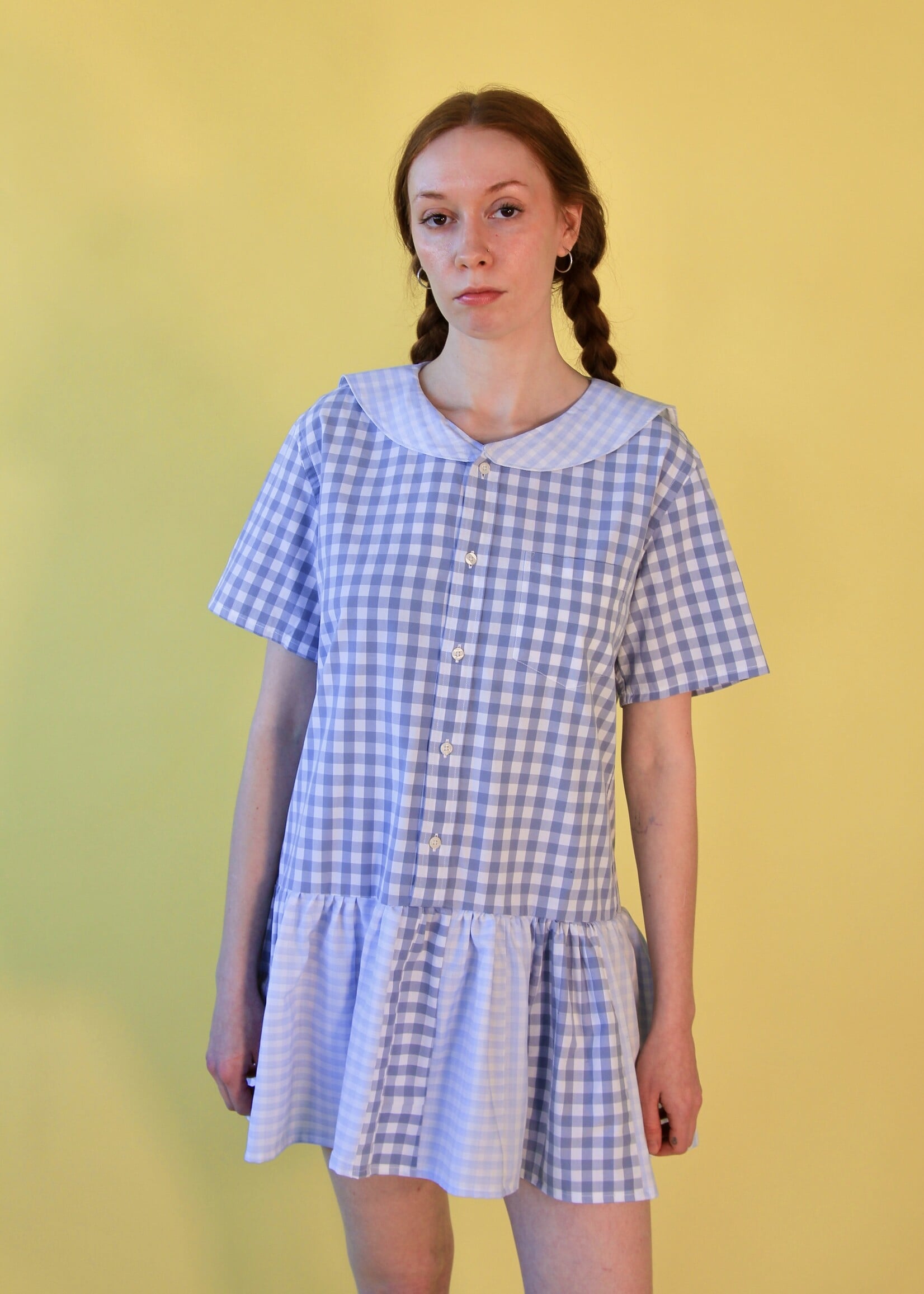 Studio Citizen Studio Citizen Upcycled Sailor Dress - Blue Grey Gingham - S