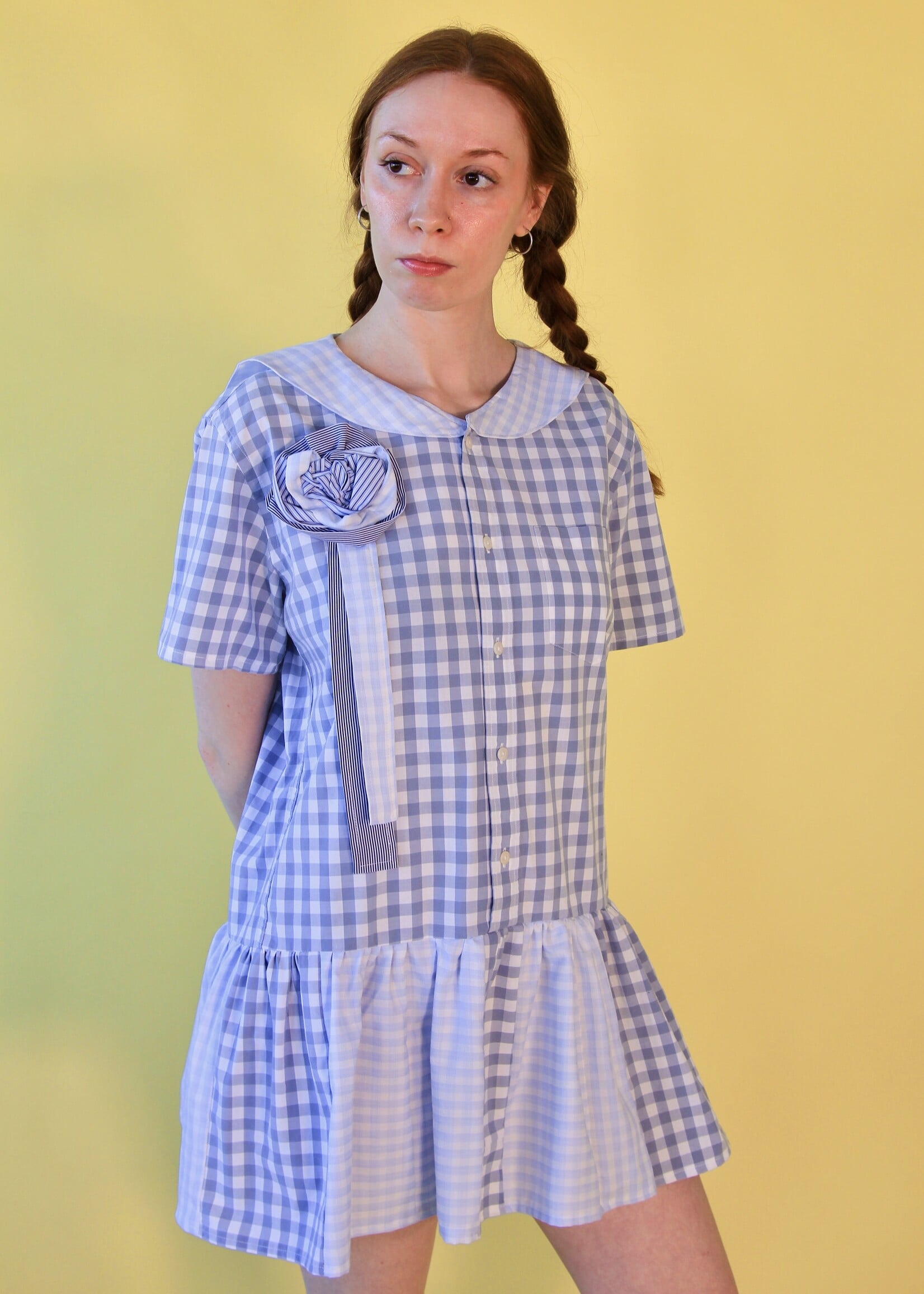 Studio Citizen Studio Citizen Upcycled Sailor Dress - Blue Grey Gingham - S