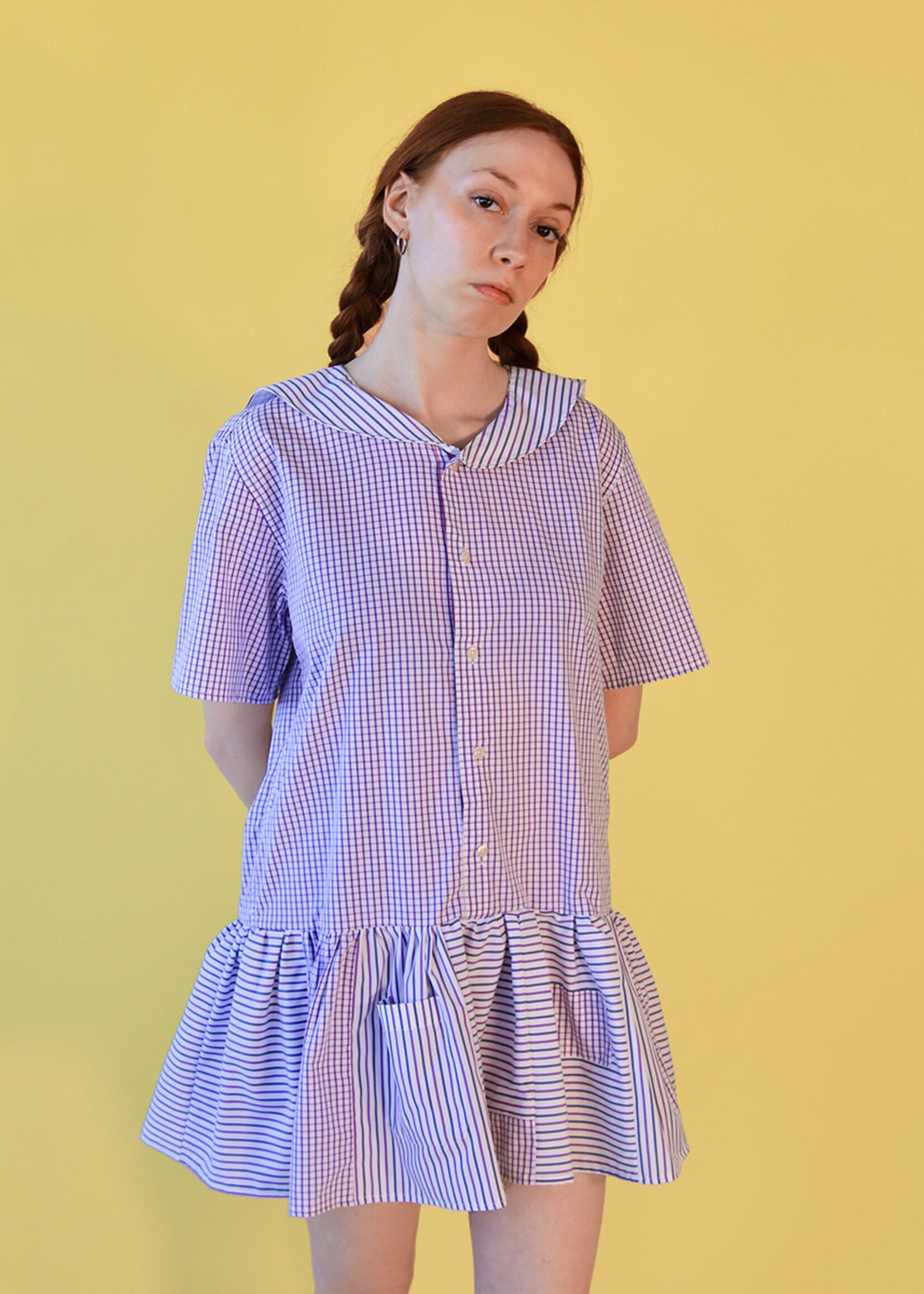 Studio Citizen Citizen Upcycled Sailor Dress - Purple Check  M