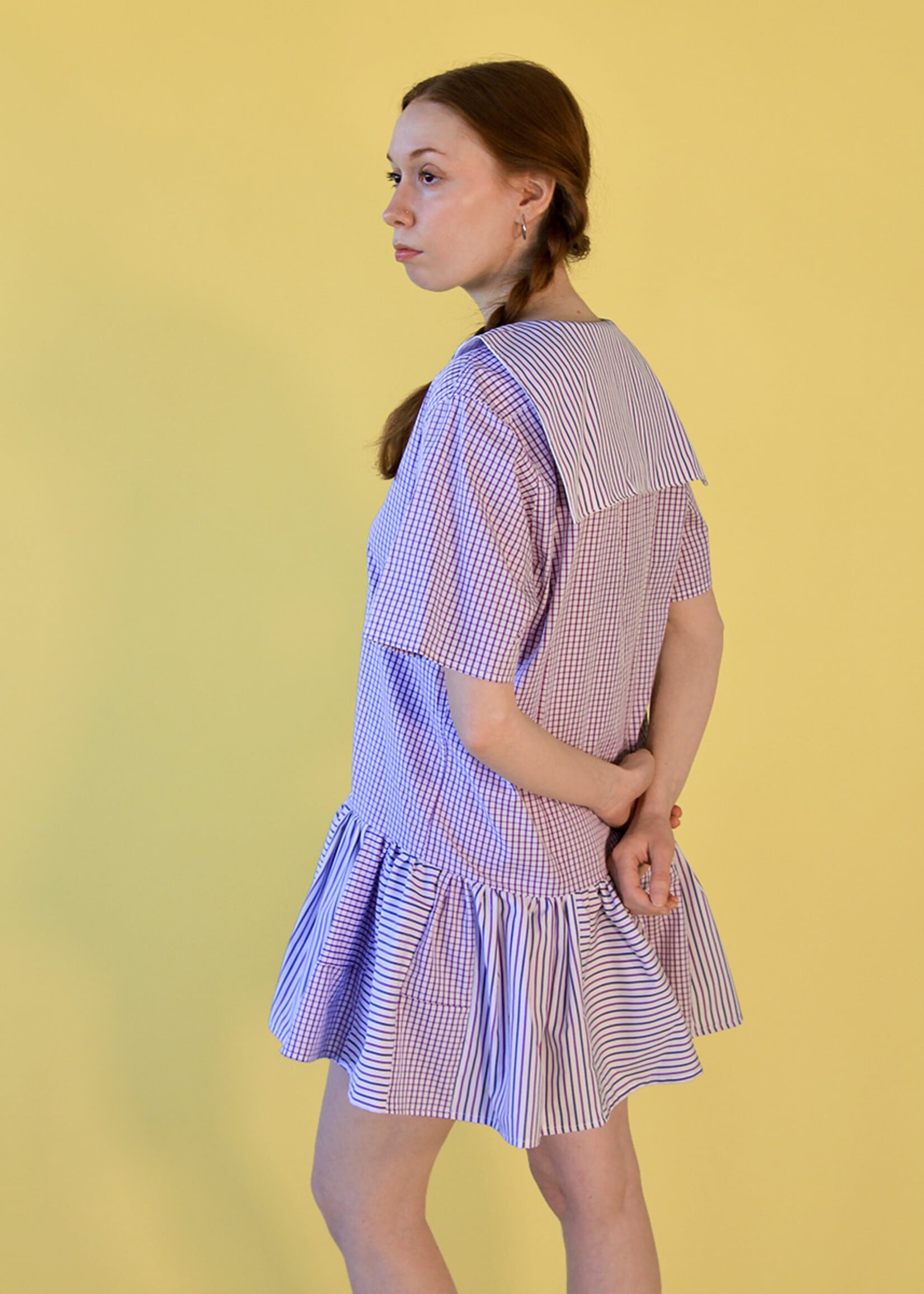 Studio Citizen Citizen Upcycled Sailor Dress - Purple Check  M
