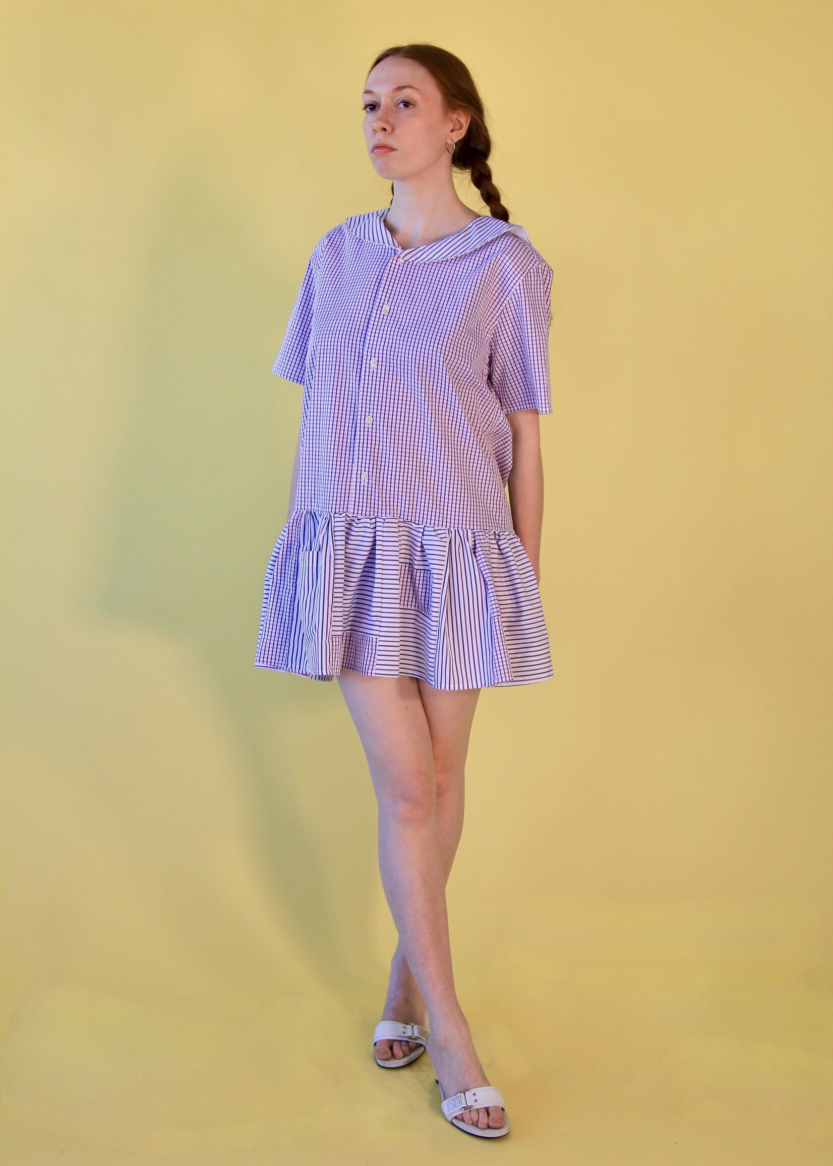 Studio Citizen Citizen Upcycled Sailor Dress - Purple Check  M