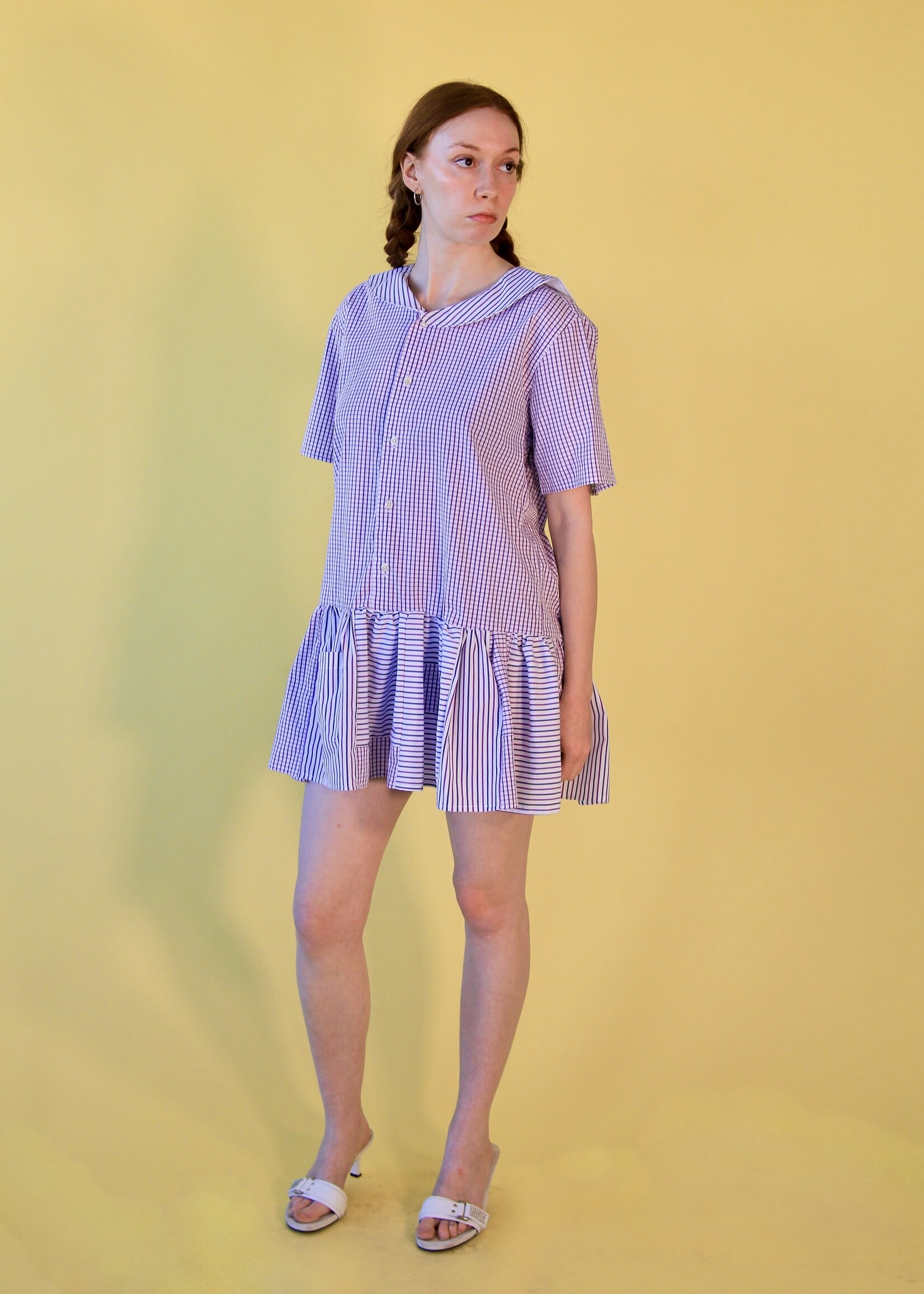 Studio Citizen Citizen Upcycled Sailor Dress - Purple Check  M