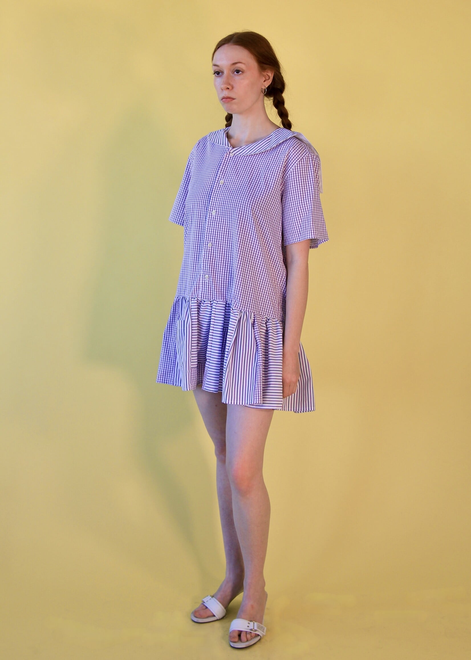 Studio Citizen Citizen Upcycled Sailor Dress - Purple Check  M