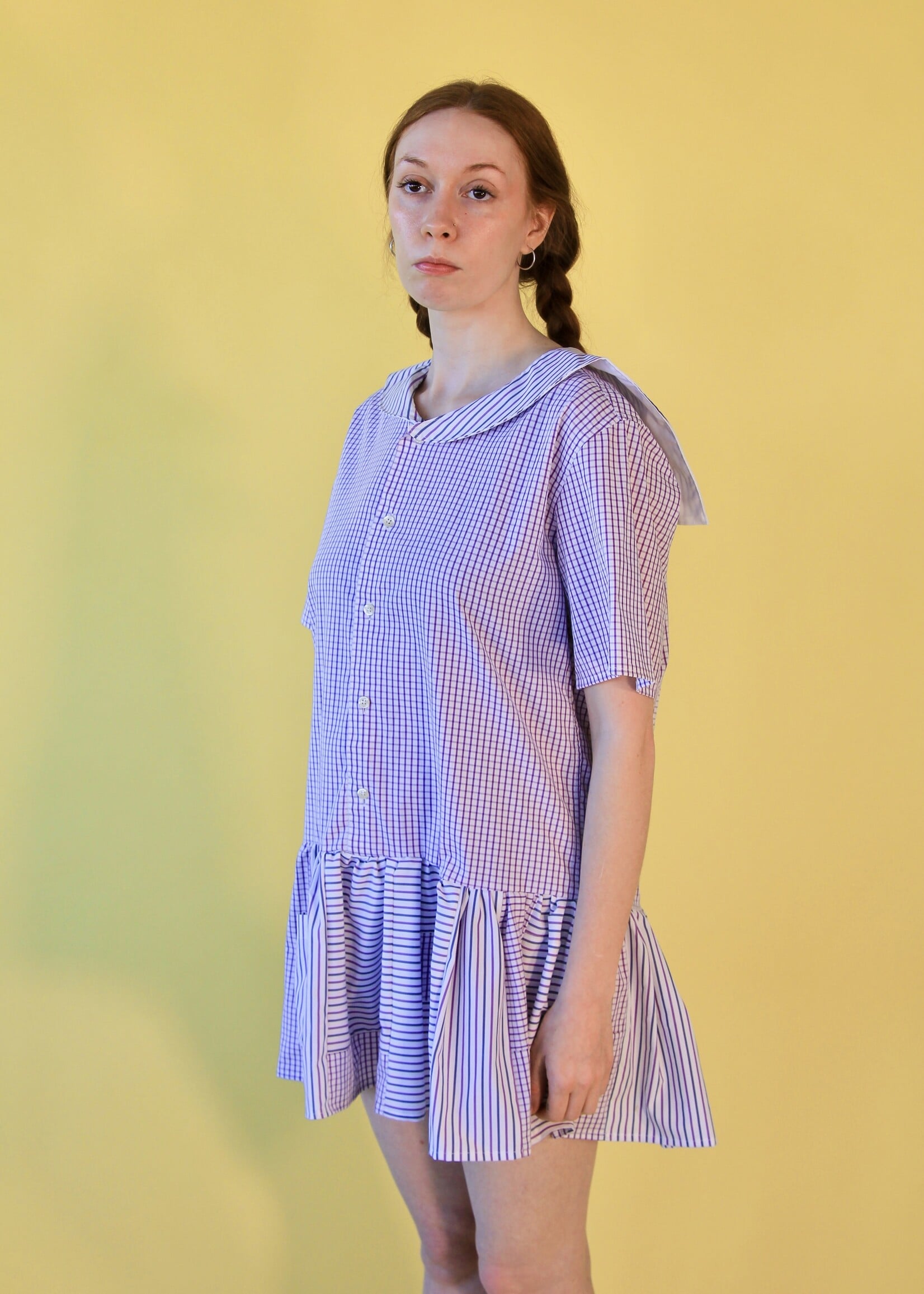 Studio Citizen Citizen Upcycled Sailor Dress - Purple Check  M