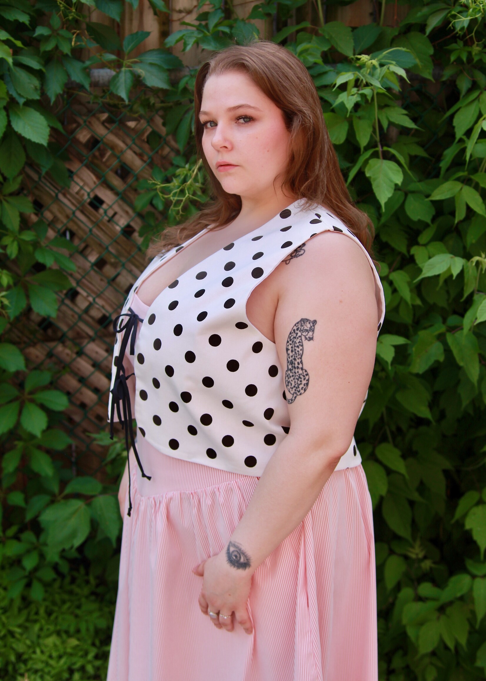 Studio Citizen Studio Citizen Tie Vest in White w/Black Polka Dots