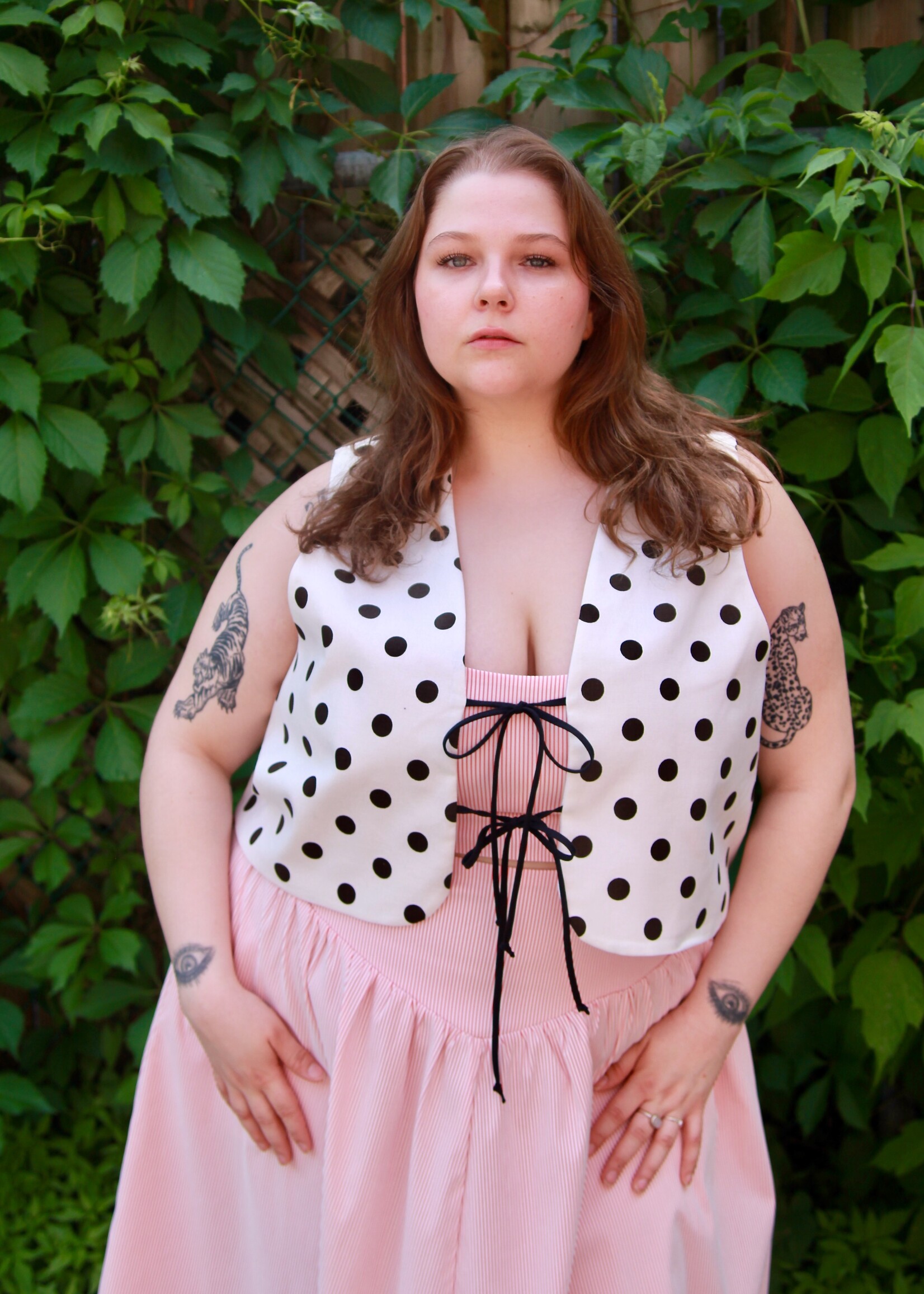 Studio Citizen Studio Citizen Tie Vest in White w/Black Polka Dots