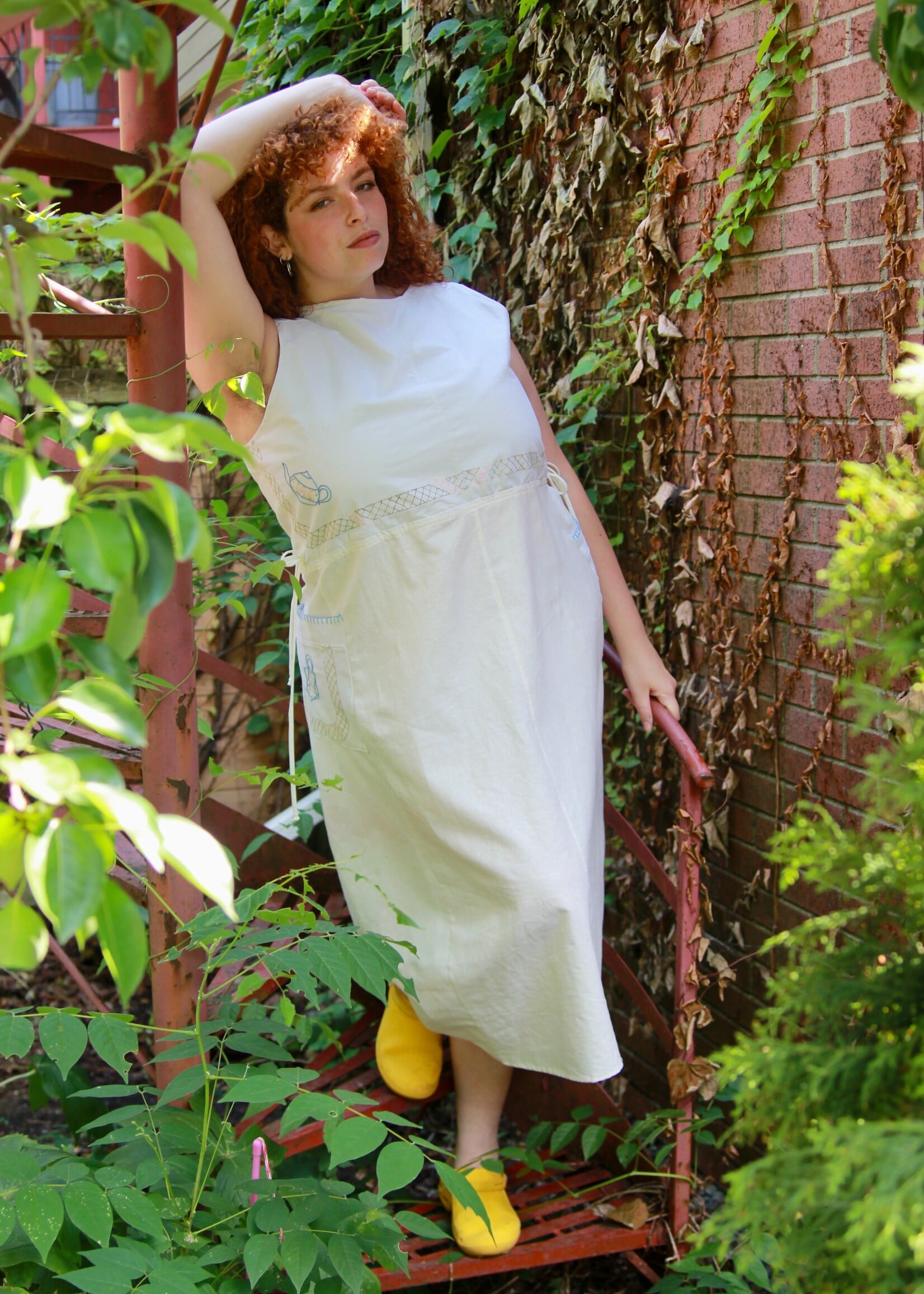 Studio Citizen Studio Citizen Upcycled Linen Dress - Tea Pots  - XL