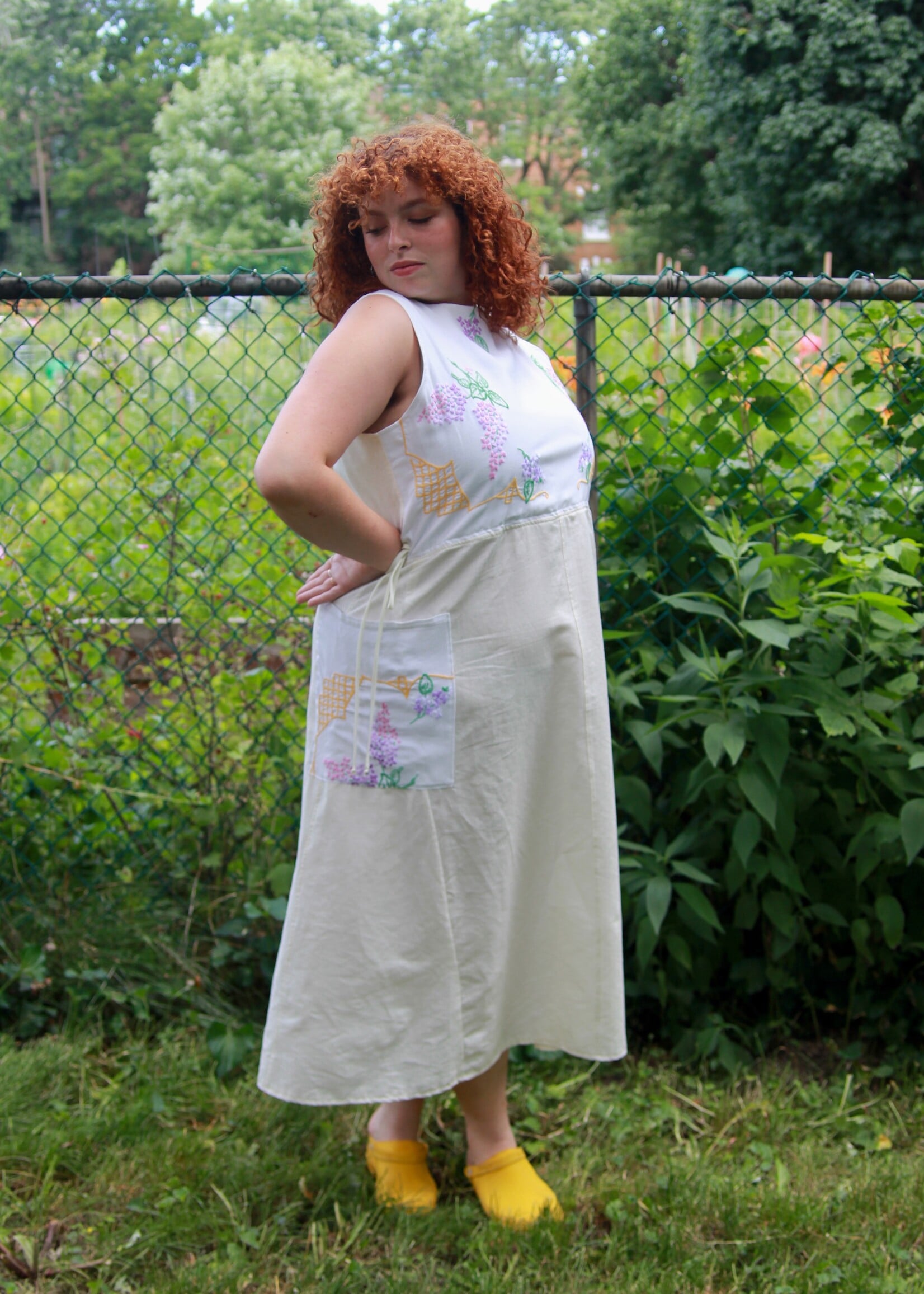 Studio Citizen Studio Citizen Upcycled Linen Dress - Purple Flowers  - XL