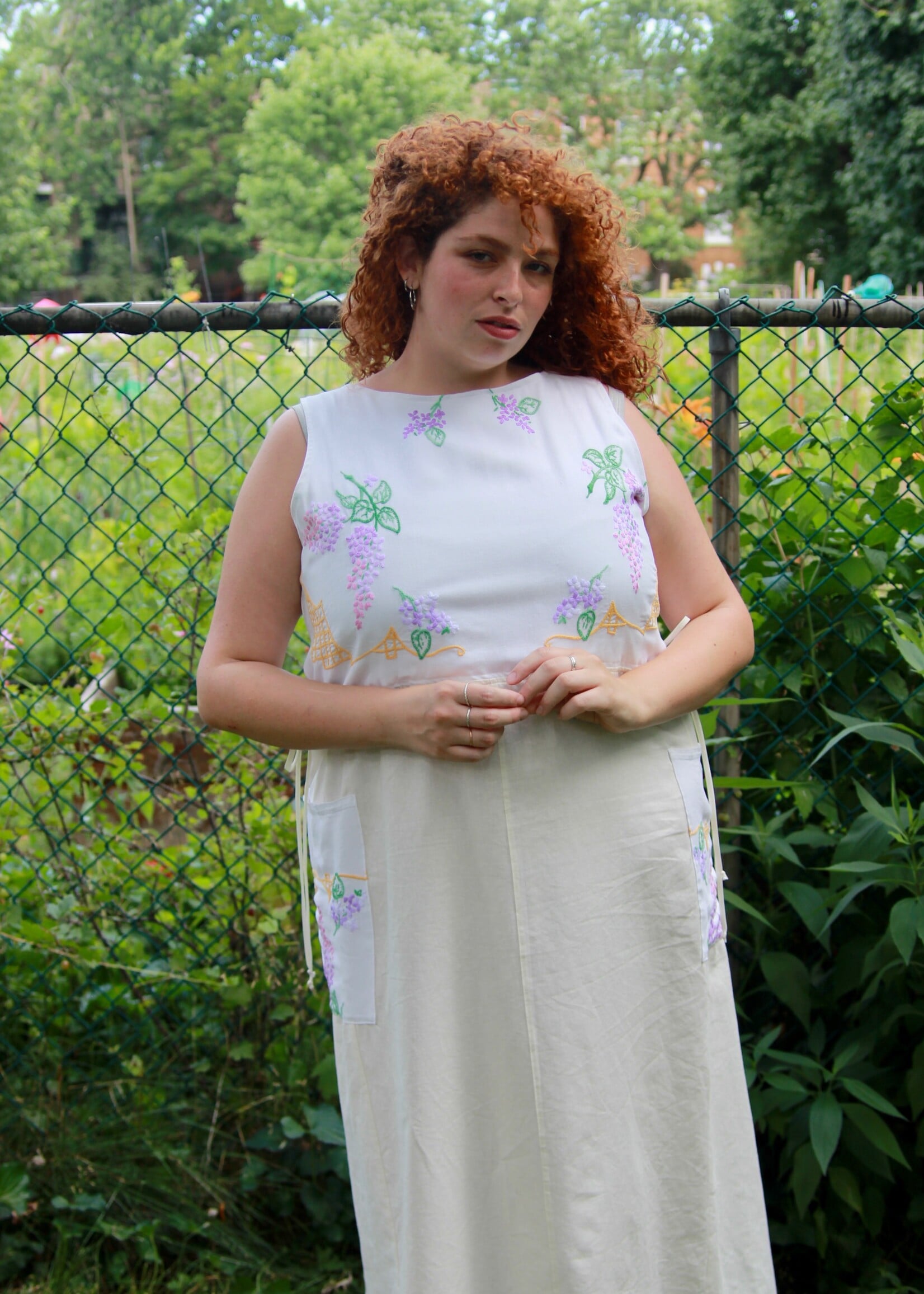 Studio Citizen Studio Citizen Upcycled Linen Dress - Purple Flowers  - XL
